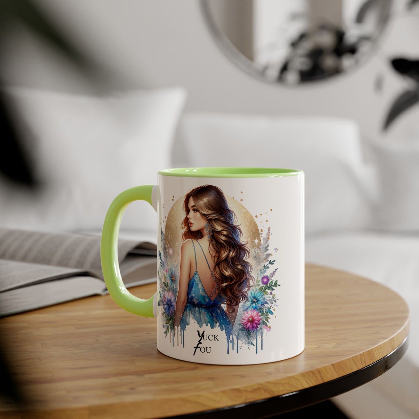 Yuck Fou Floral Accent Mug Collection - Inspirational Coffee Cup for Women, Unique Gift for Friends, Home Decor, Birthday Present, Self-Care Tea Mug
