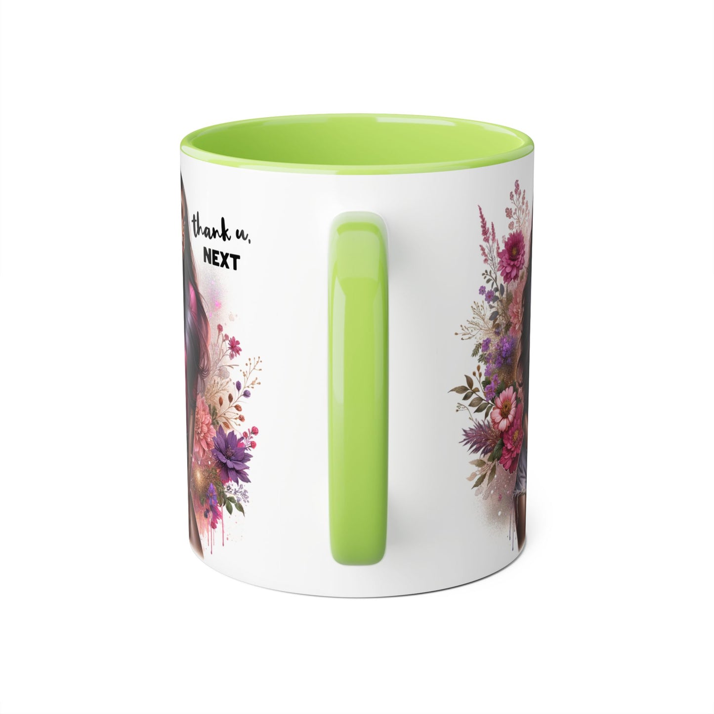 Thank U, Next Floral Artistic Accent Mug, Thank You Next Coffee Cup, Colorful Gift for Her, Boho Style Ceramic Mug, Unique Tea Mug