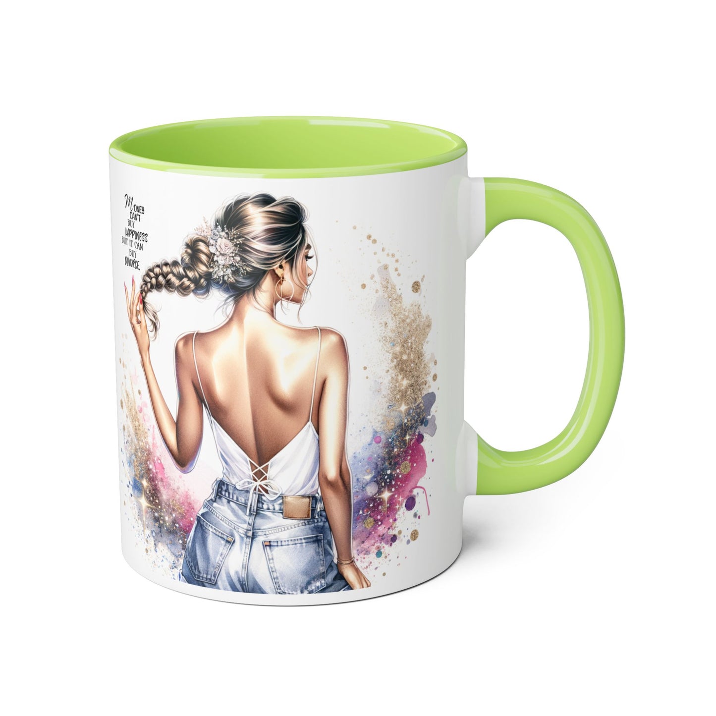 Money Can't Buy Happiness But It Can Buy Divorce Humoristic Inspirational Accent Mug, 11oz Coffee Cup, Unique Gifts, Motivational Drinkware, Home Office Decor
