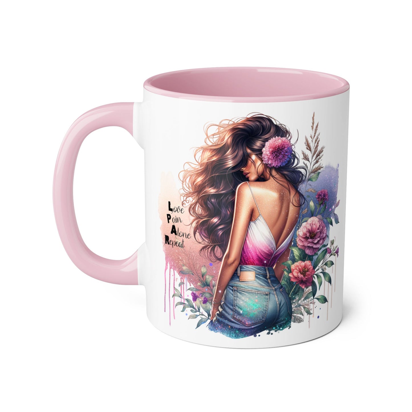 Floral Accent Mug, Coffee Cup, Gift for Her, Boho Decor, Inspirational Quote, Birthday Gift, Garden Lover's Mug