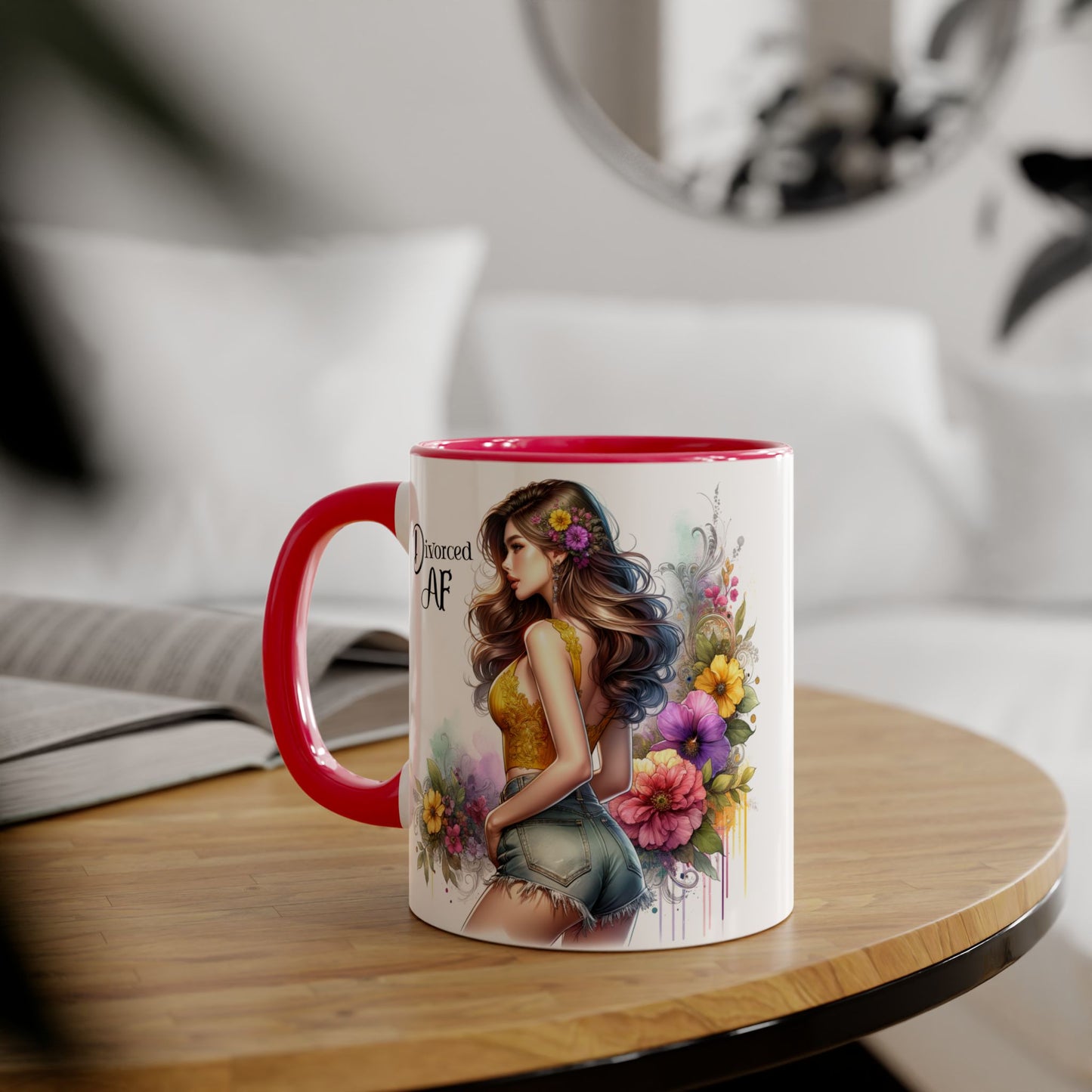 Divorced AF Floral Accent Mug, Humor Coffee Cup, Gift for Divorce Celebration, Self-Love Mug, Unique Present for Her