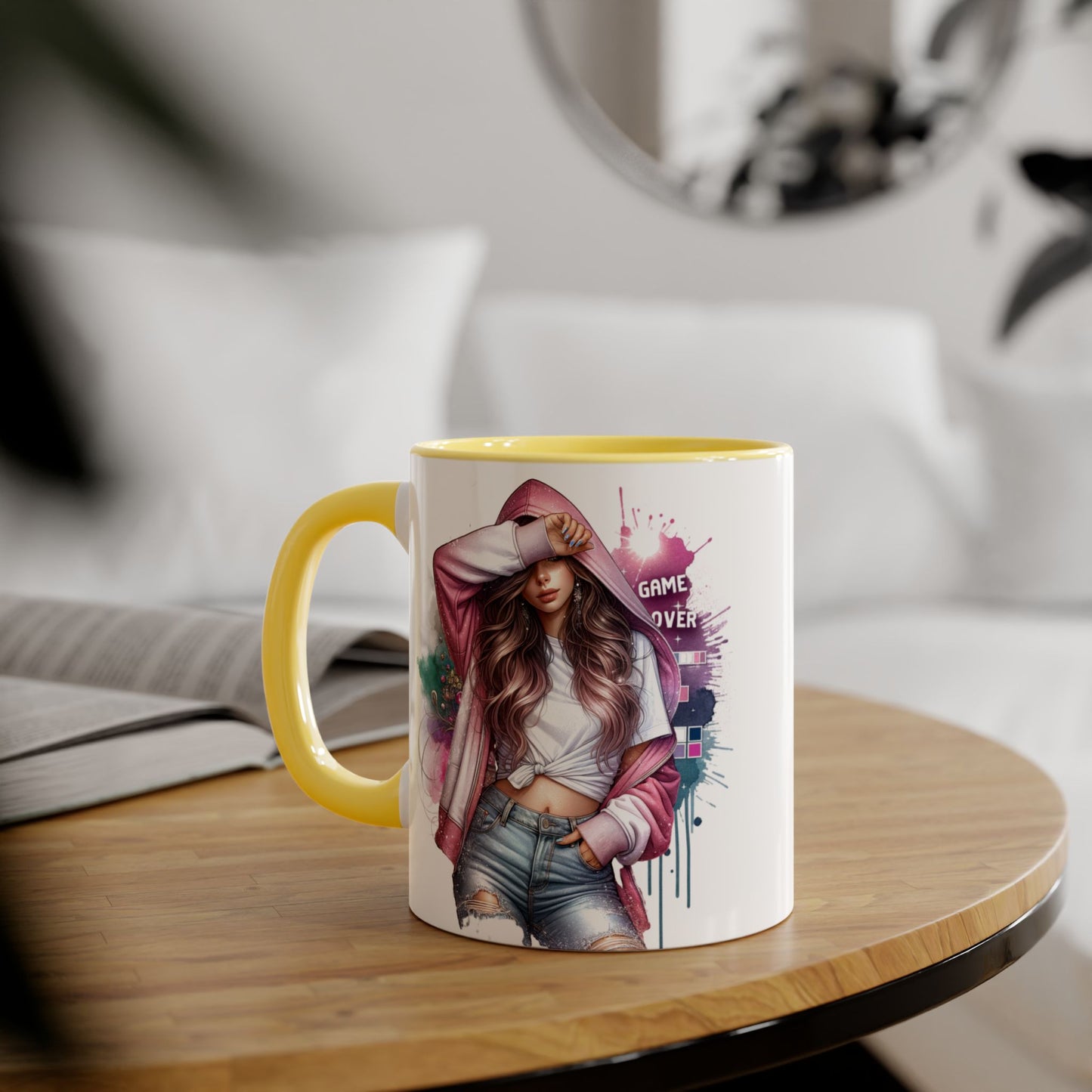 Chic Game Over Accent Mug - Stylish Coffee Cup for Gamers, Perfect Gift for Birthdays, Holidays, and Everyday Use
