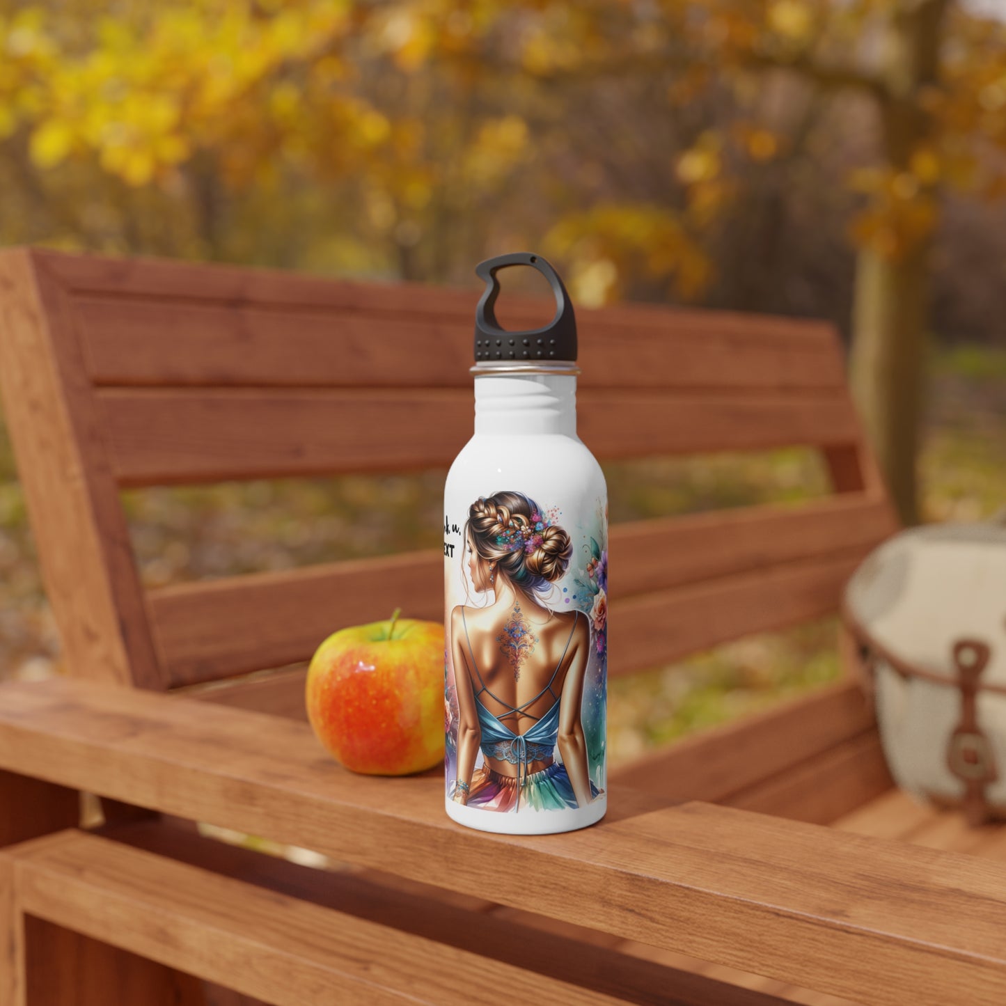 Thank U, Next Artistic Stainless Steel Water Bottle - Unique Gift for Fitness, Travel, or Eco-Friendly Enthusiasts, Hydration, Floral Design