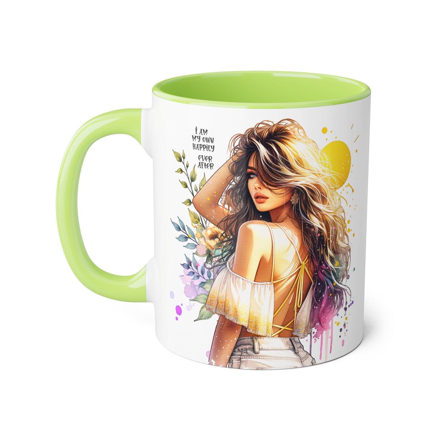 Inspirational Floral Accent Mug - "I Am My Own Happily Ever After " - 11oz