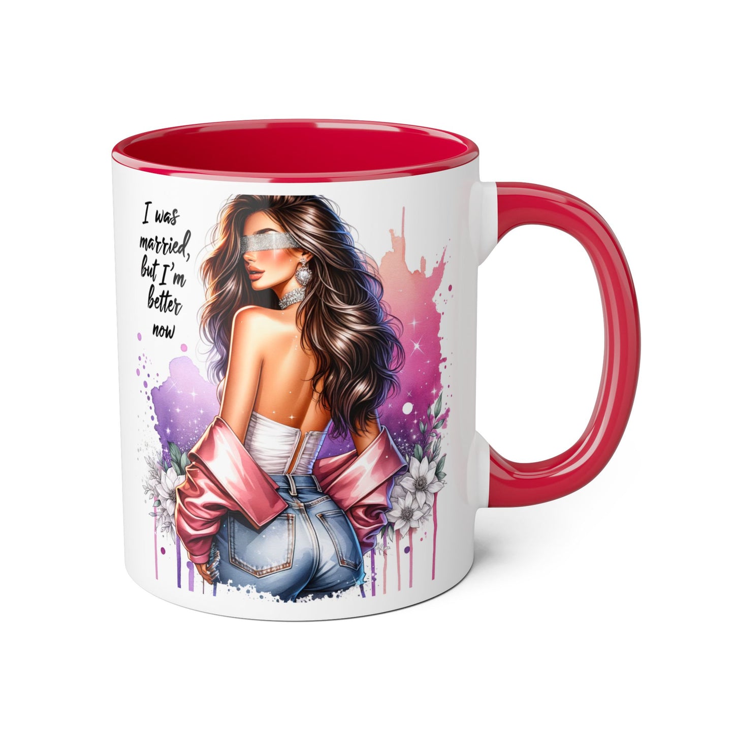 I Was Married Before But I'm Better Now Humoristic Empowered Woman Accent Mug - Inspirational Coffee Cup, Gift for Her, Motivational Mug, Self-Love Reminder, Unique Office Decor