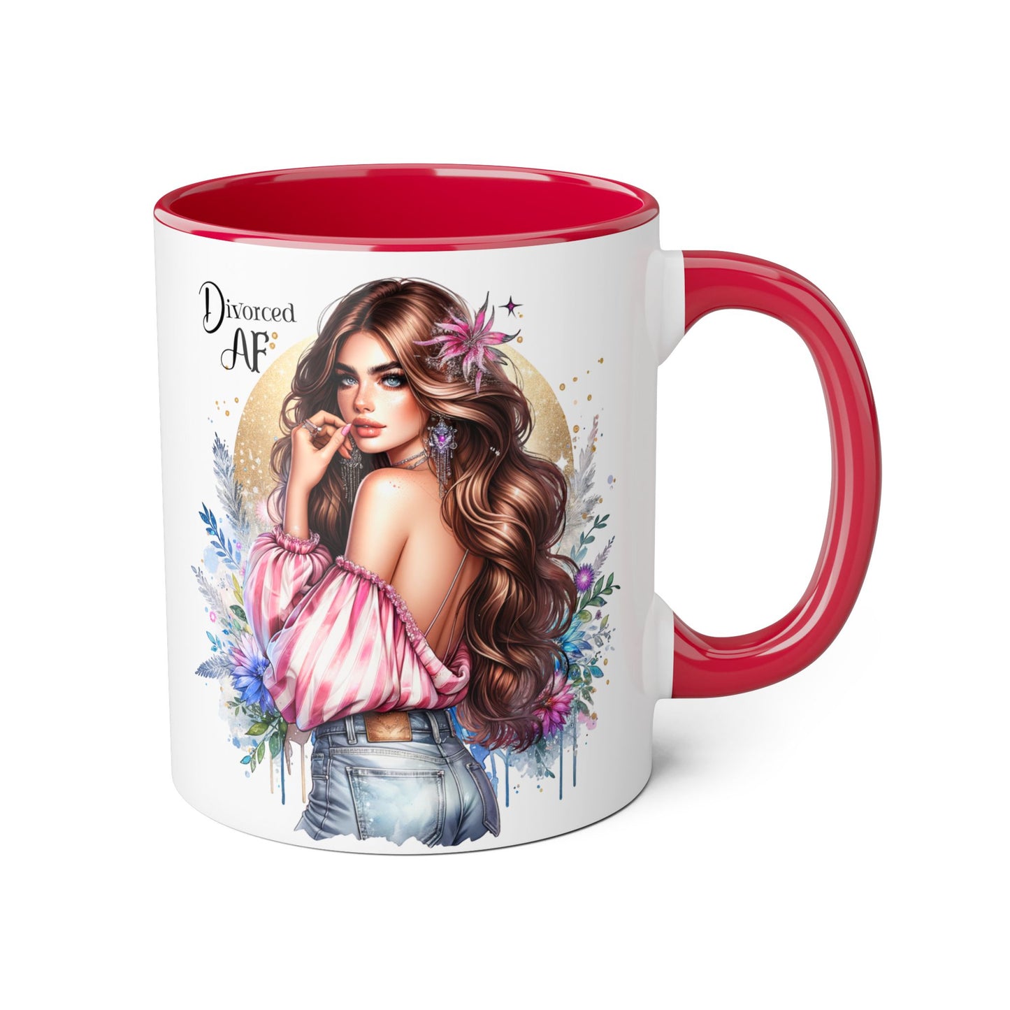 Empowered Diva Mug-Divorced AF, 11oz - Dreamy Floral Design, Perfect Gift for Divorced Friends, Birthday, Self-Care, Coffee Lovers