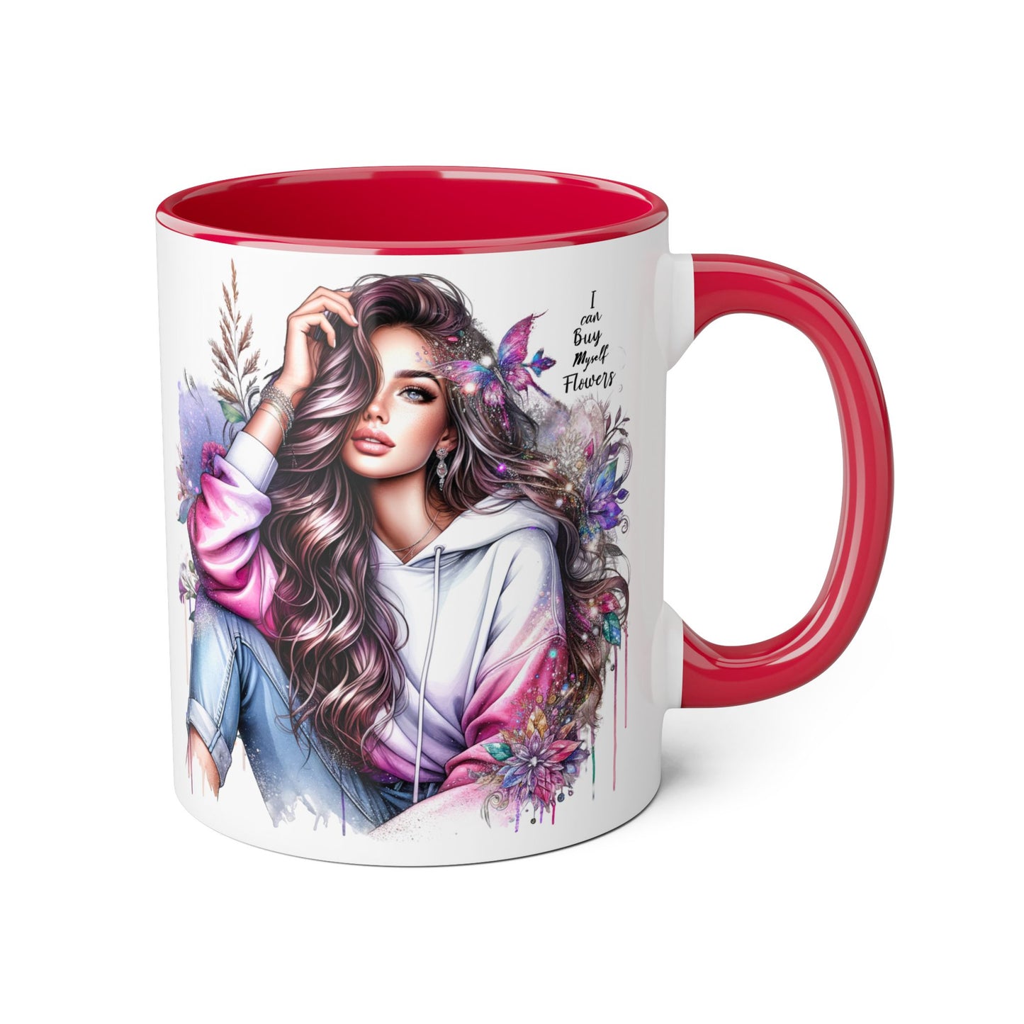I Can Buy Myself Flowers Artistic Floral Accent Mug | I Keep My Hopes + Dreams, Coffee Cup for Gifts, Home Decor, Birthdays, Self-Care, Tea Lovers