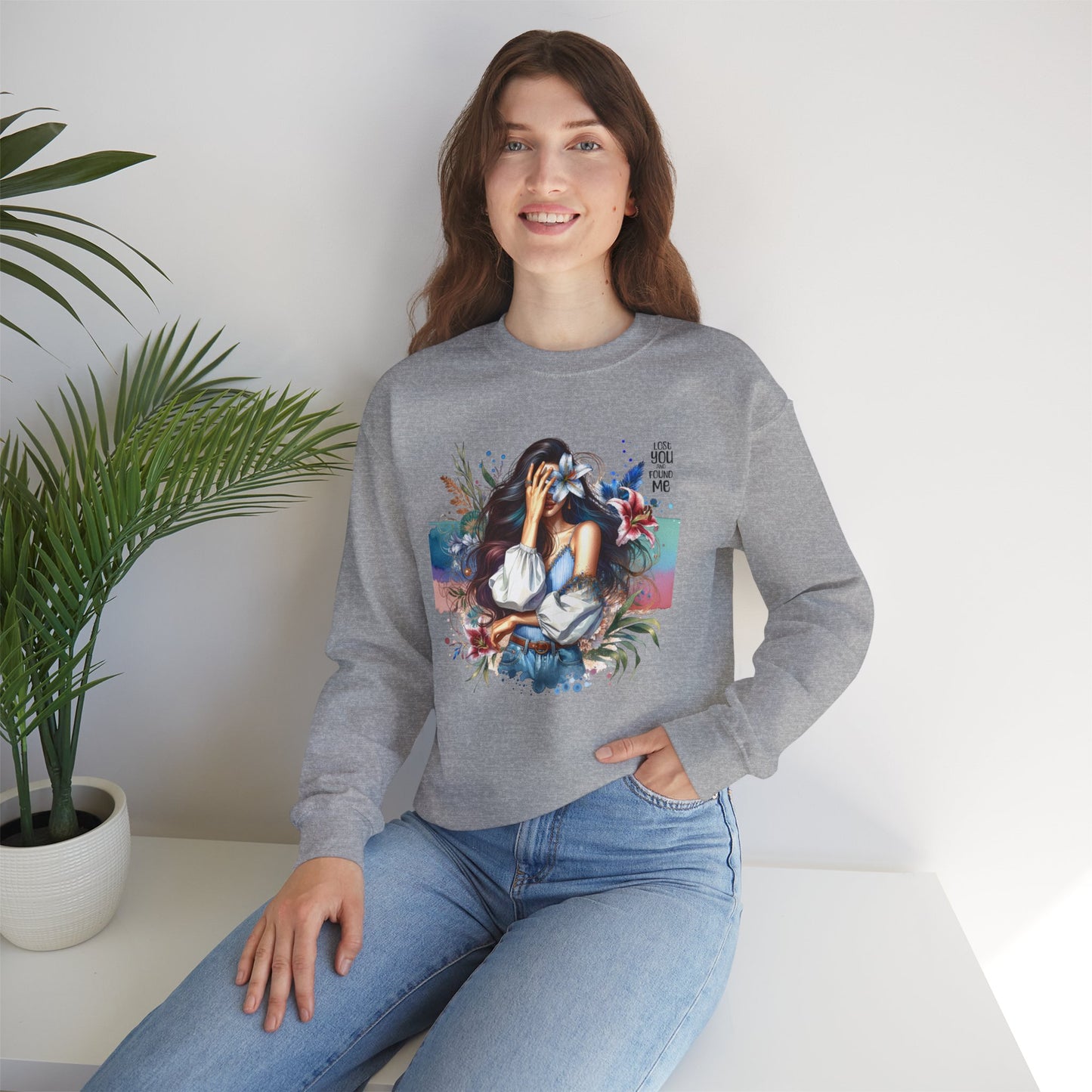 Lost You And Found Me Artistic Unisex Sweatshirt for Comfort and Style - Cozy Apparel, Gift for Her, Trendy Fashion, Relaxed Fit, Casual Wear