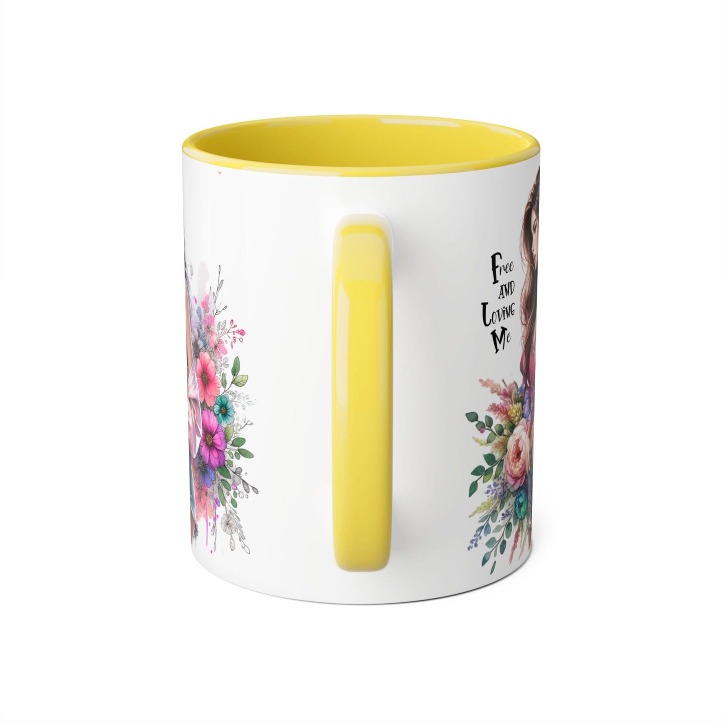 Bohemian Floral Accent Mug, 11oz Coffee Cup, Artisanal Drinkware, Perfect Gift for Nature Lovers, Inspirational Quote Mug, Unique Home Decor