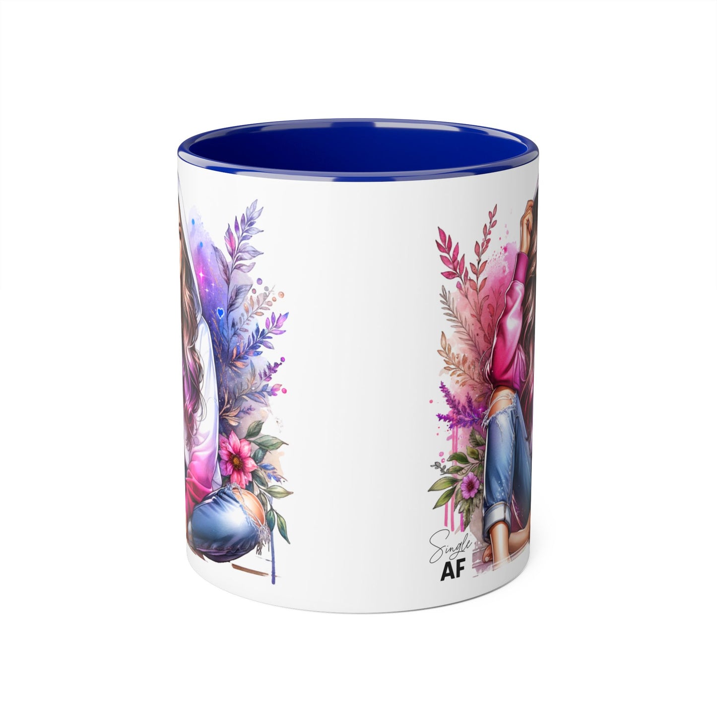 Single AF Stylish Accent Mugs for Coffee Lovers, Floral Art, Inspirational Gift, Appreciation Gift, Home Decor, Unique Mug Design