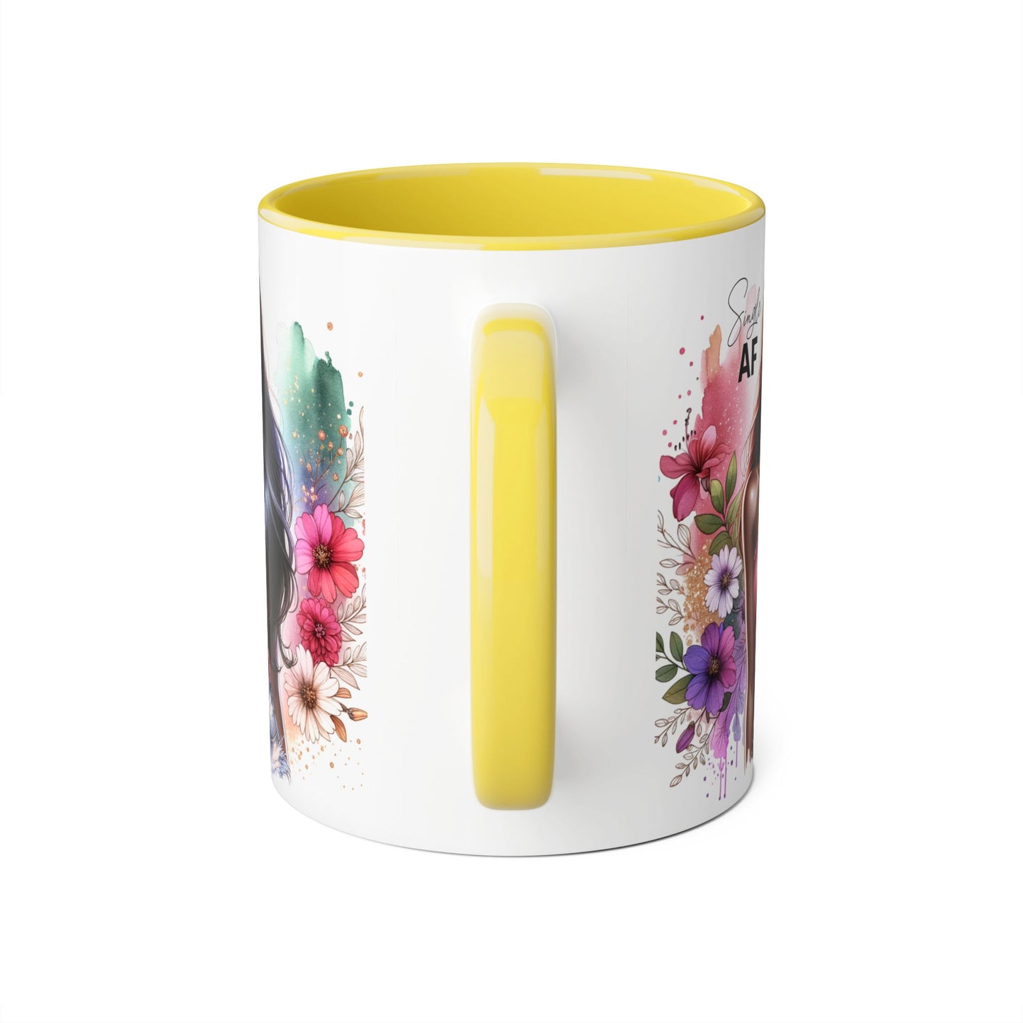 Single AF Stylish Accent Mug - Floral Artwork, Perfect Gift for Friends, Unique Home Decor, Birthday, Coffee Lover