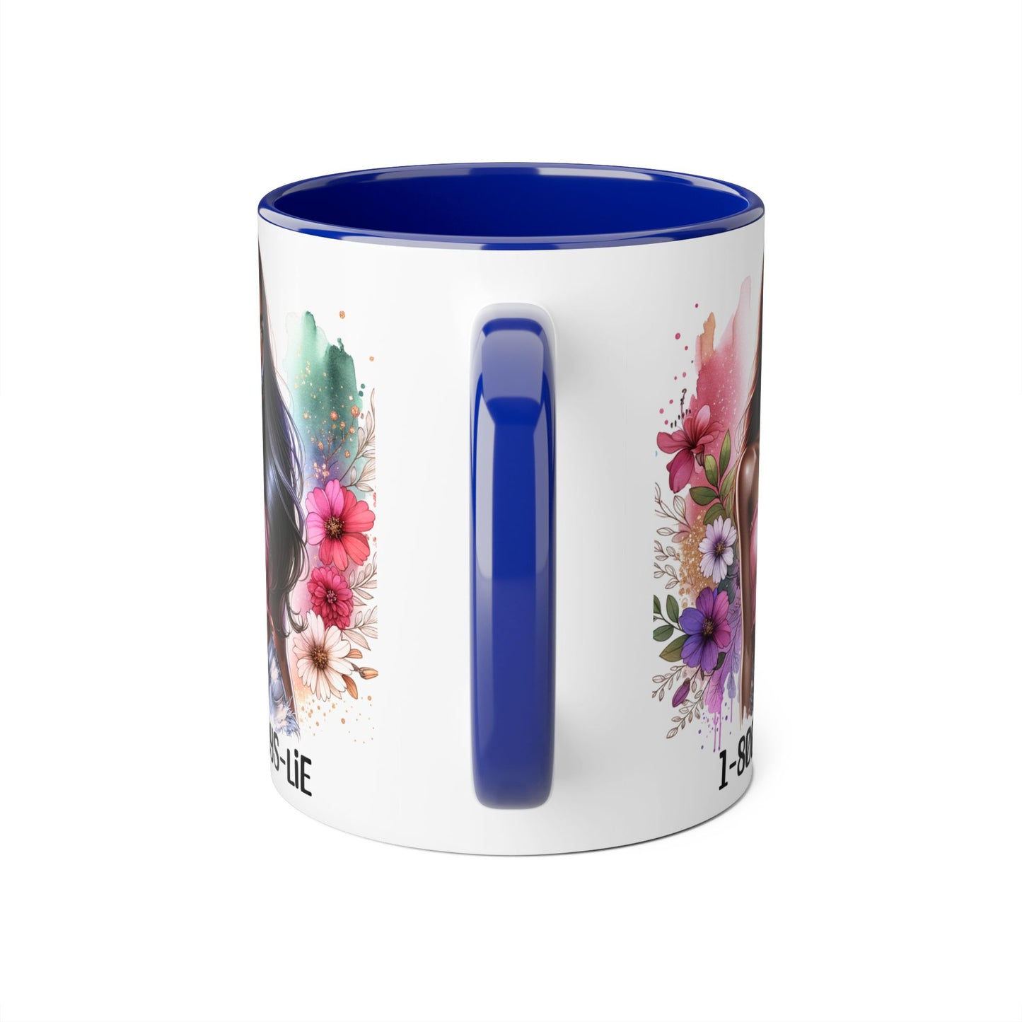 1-800-BOYS-LIE Stylish Floral Accent Mug, 11oz Coffee Mug, Gift for Her, Trendy Drinkware, Unique Birthday Present, Coffee Lover's Companion