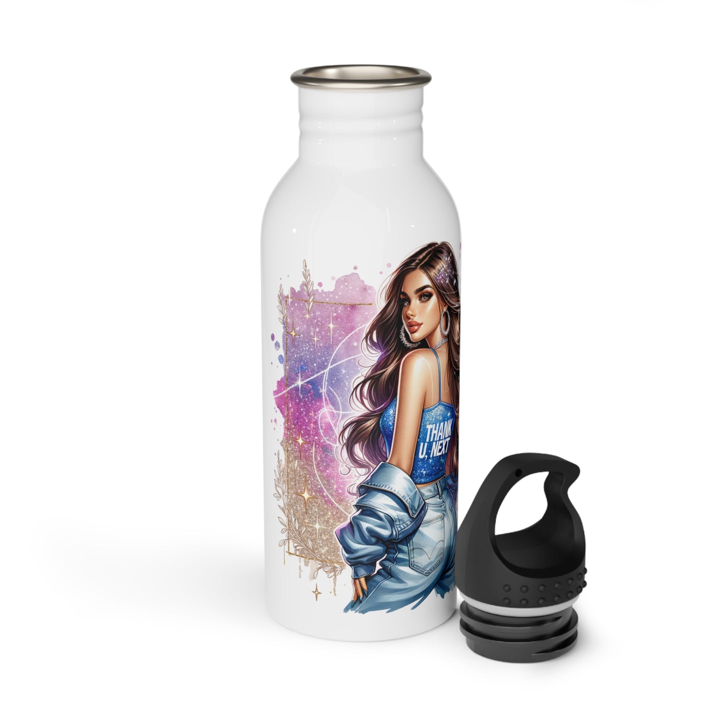 Thank U, Next Stainless Steel Water Bottle with Inspirational Design | Perfect for Fitness, Outdoors, Gifts, Motivational Quotes, Daily Use