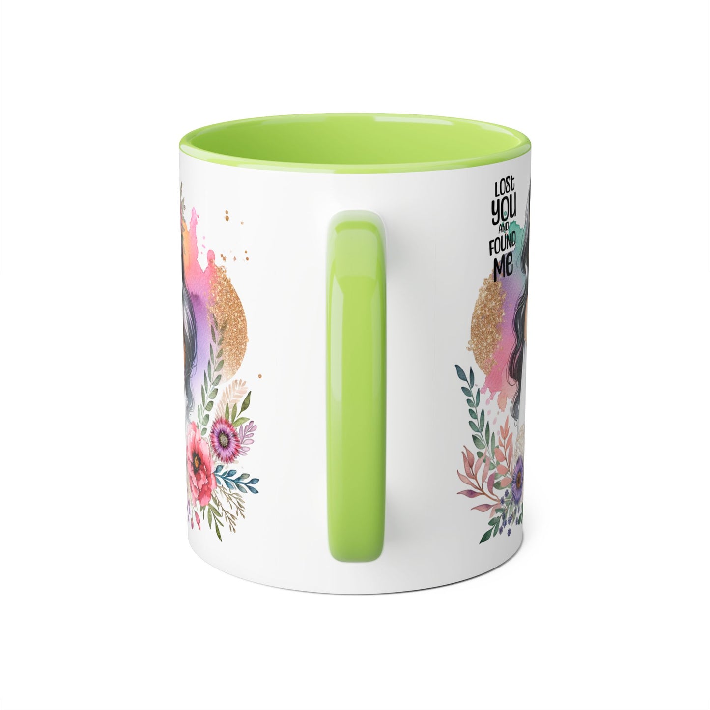 Lost You and Found Me Bohemian Floral Accent Mug, Inspirational Coffee Cup, Gift for Her, Self-Care Essentials, Unique Home Decor, Personalized Drinkware