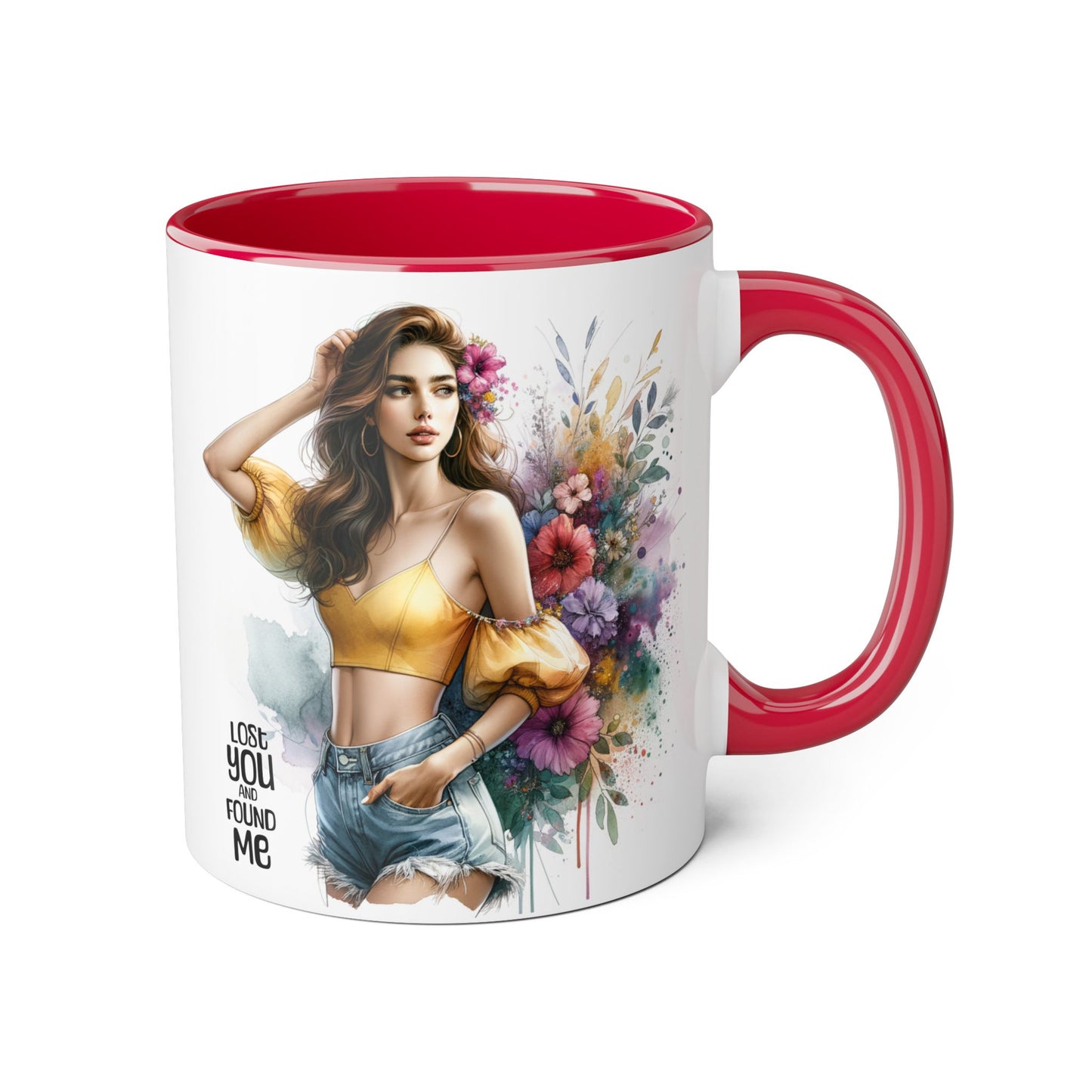 Lost You and Found Me Floral Accent Mug, Empowering Coffee Cup, Vibrant Gift for Friends, Motivational Drinkware, Perfect for Home or Office