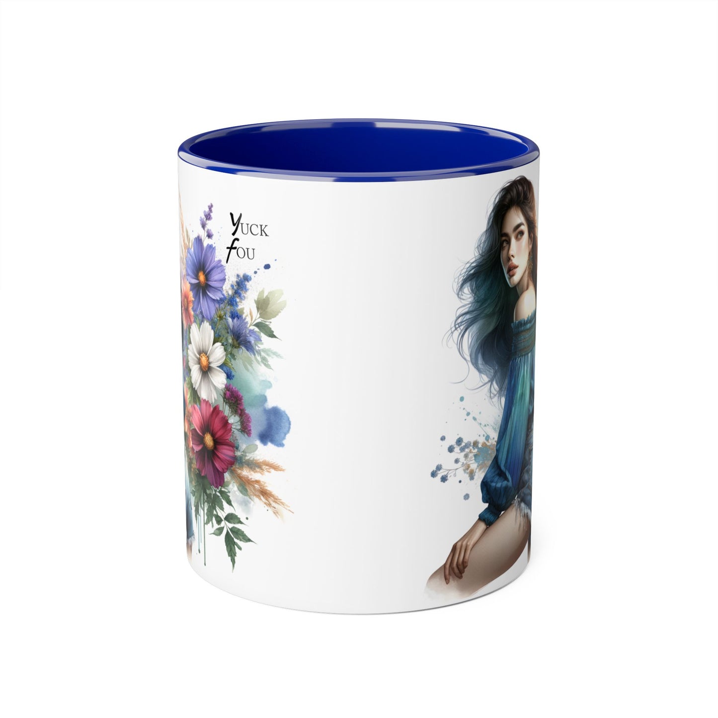 Bohemian Accent Mug - Yuck Fou Floral Design, Gift for Artists, Unique Coffee Cup, Home Decor, Stylish Drinkware