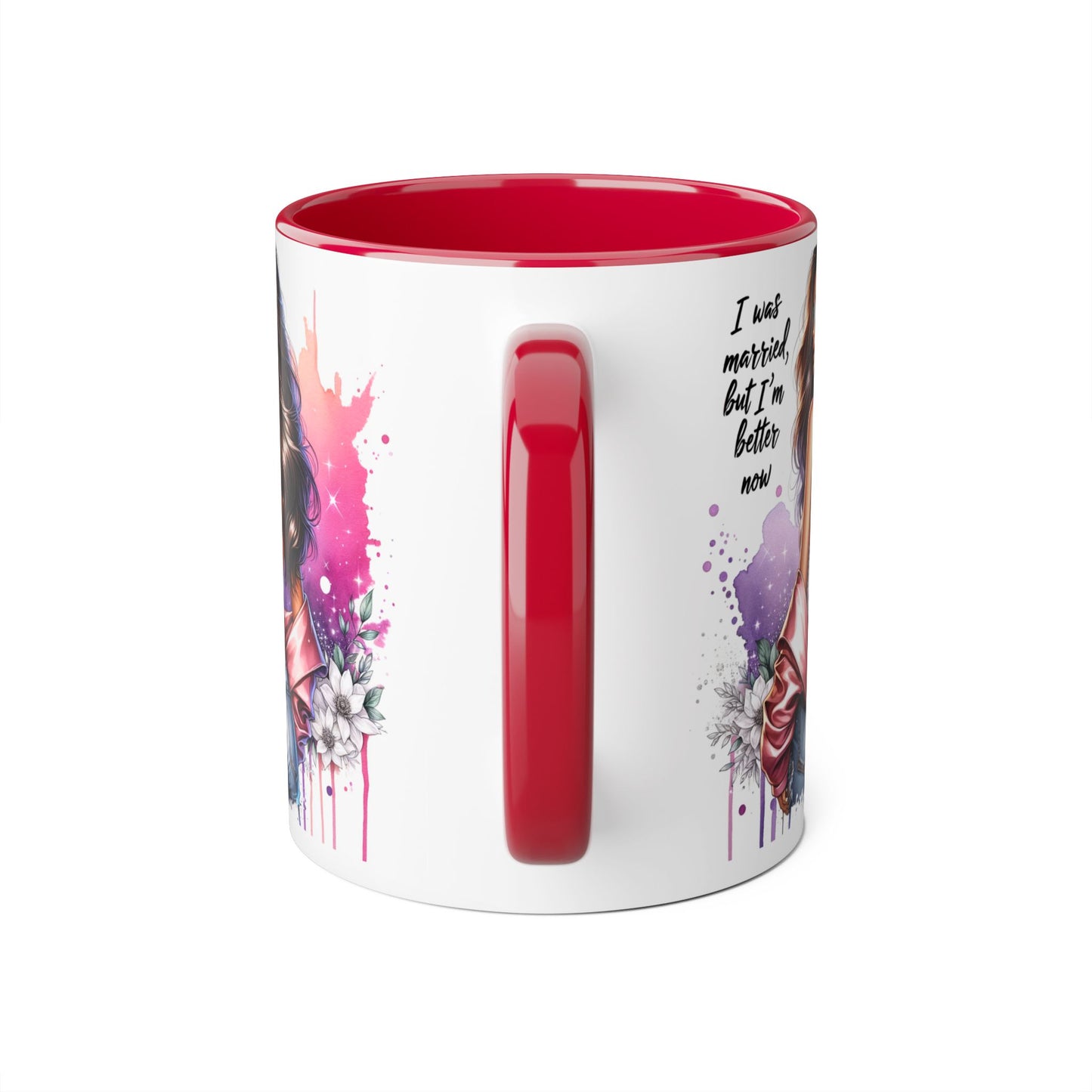 I Was Married Before But I'm Better Now Humoristic Empowered Woman Accent Mug - Inspirational Coffee Cup, Gift for Her, Motivational Mug, Self-Love Reminder, Unique Office Decor