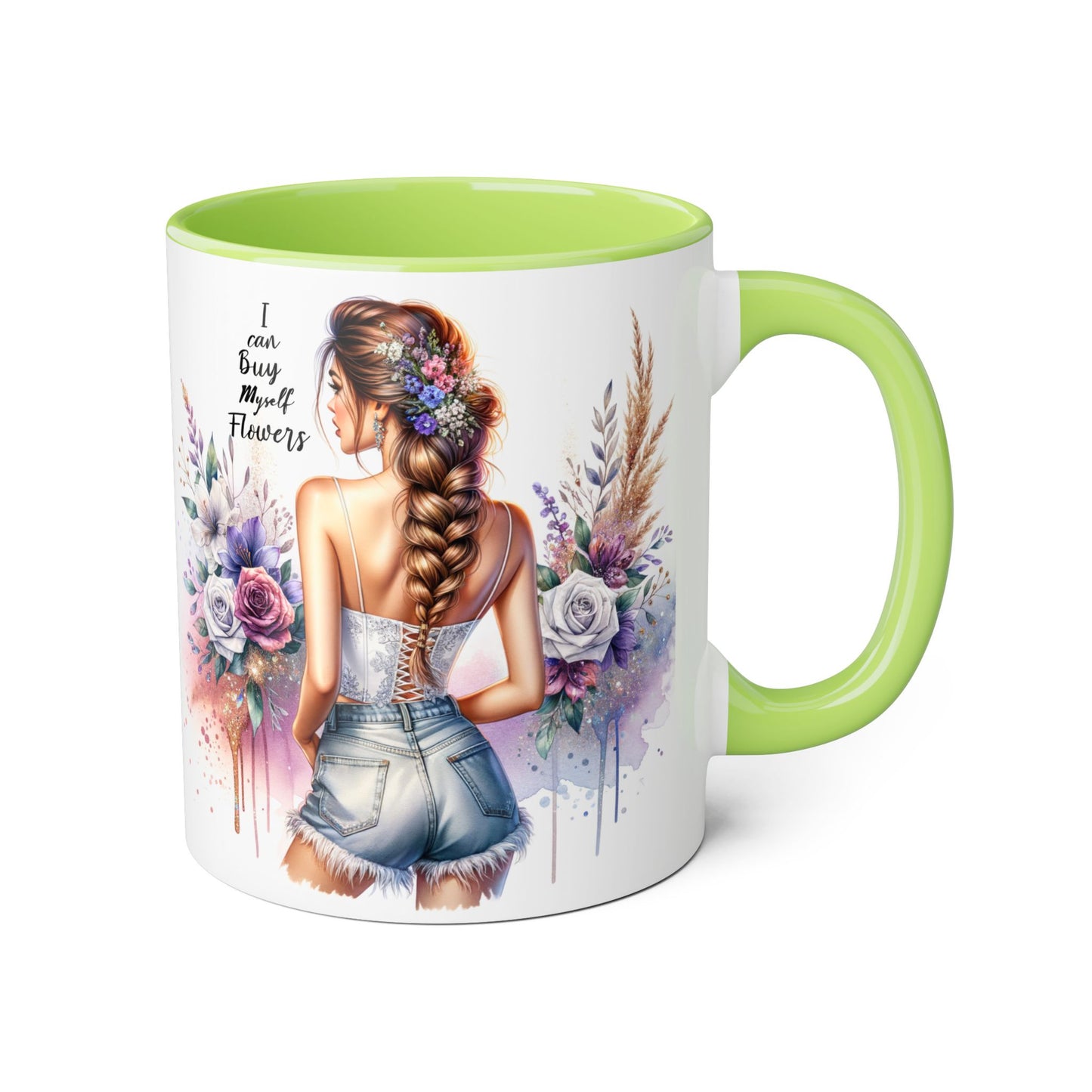 I Can Buy Myself Flowers Floral-Inspired Accent Mug, Boho Coffee Cup, Gift for Flower Lovers, Artful Drinkware for Special Occasions, Women's Inspirational Mug
