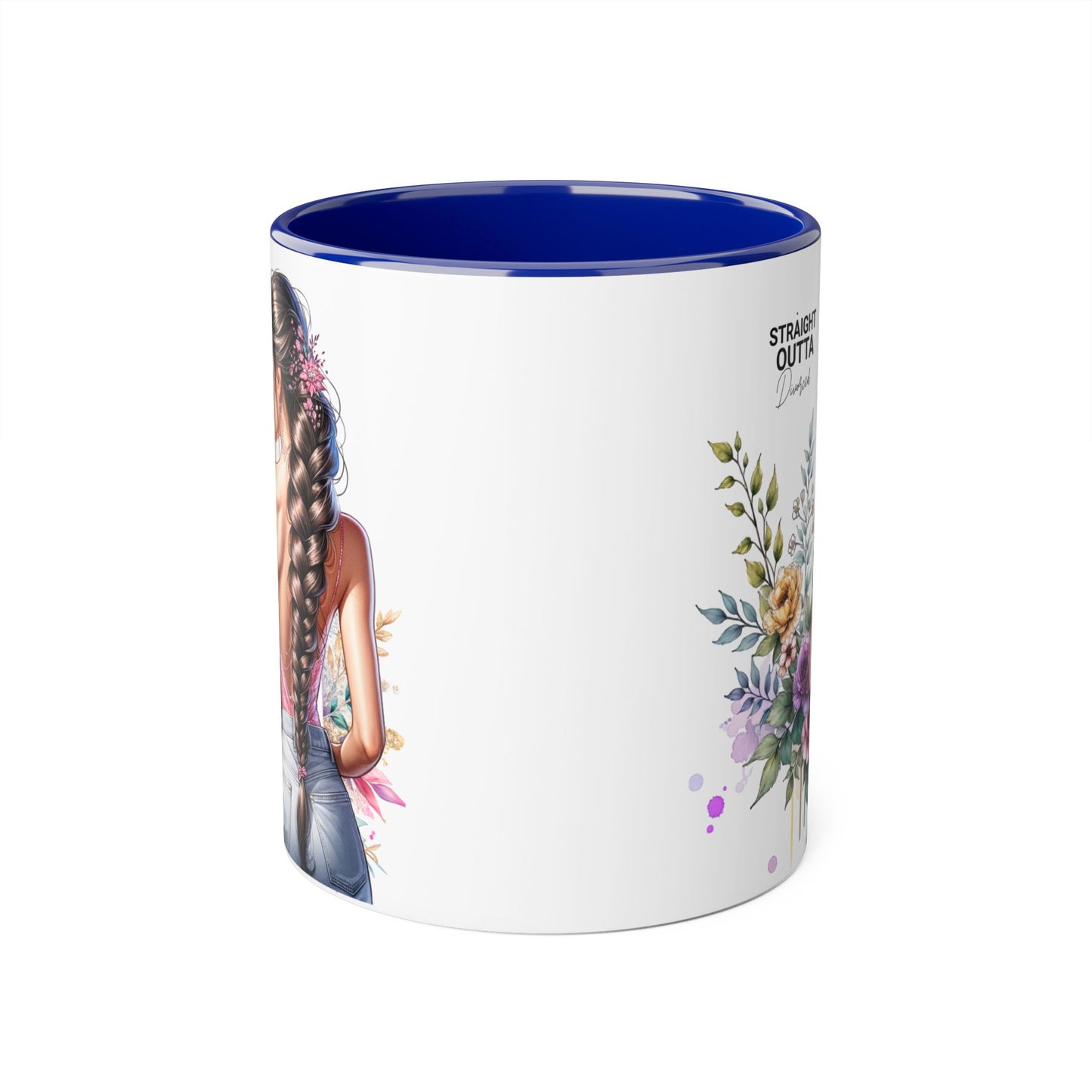 Straight Outta Divorced Humoristic Accent Mug | Floral Design Coffee Mug, Gift for Her, Inspirational Mug, Home Decor, Birthday Gift