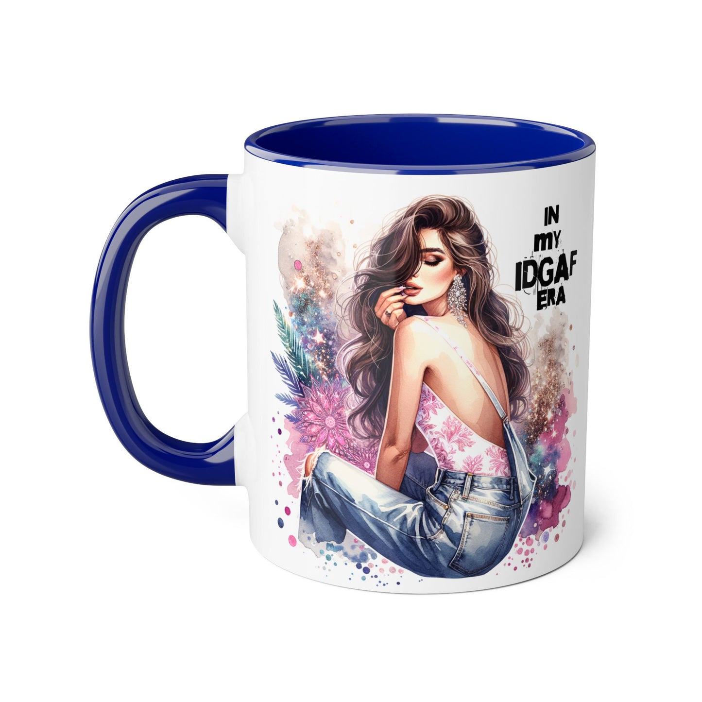 Stylish IDGAF Era Accent Mug, Empowering Gift for Her, Cute Coffee Cup, Trendy Drinkware, Funny Quote Mug, Perfect for Gifting