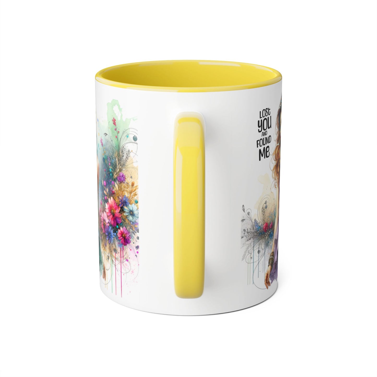 Lost You and Found Me Colorful Floral Accent Mug, Vibrant Art Coffee Cup for Flower Lovers, Inspirational Gift for Mother's Day, Chic Drinkware