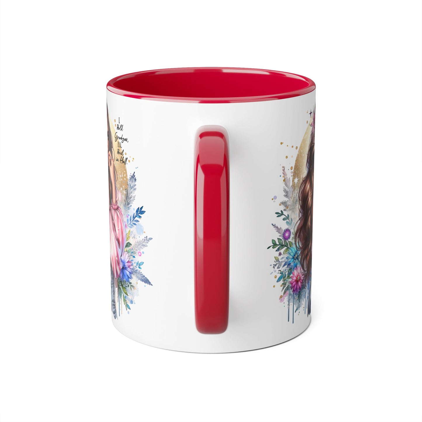 I Hold Grudges, I'll Heal in Hell Stylish Accent Mug, Floral Coffee Cup, Gift for Her, Tea Time Essentials, Boho Chic Mug, Perfect for Birthdays, Casual Everyday Use