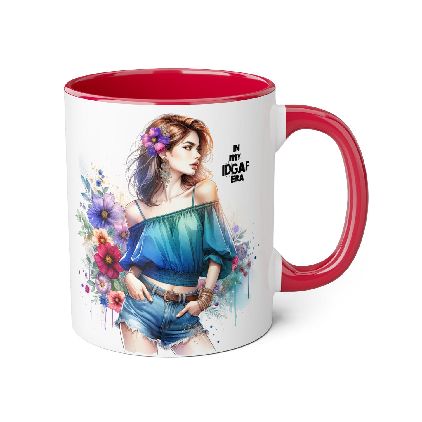 IDGAF Floral Accent Mug - Stylish Coffee Mug for Sassy Souls, Gift for Friends, Unique Home Decor, Perfect for Birthdays, Fun Collectible