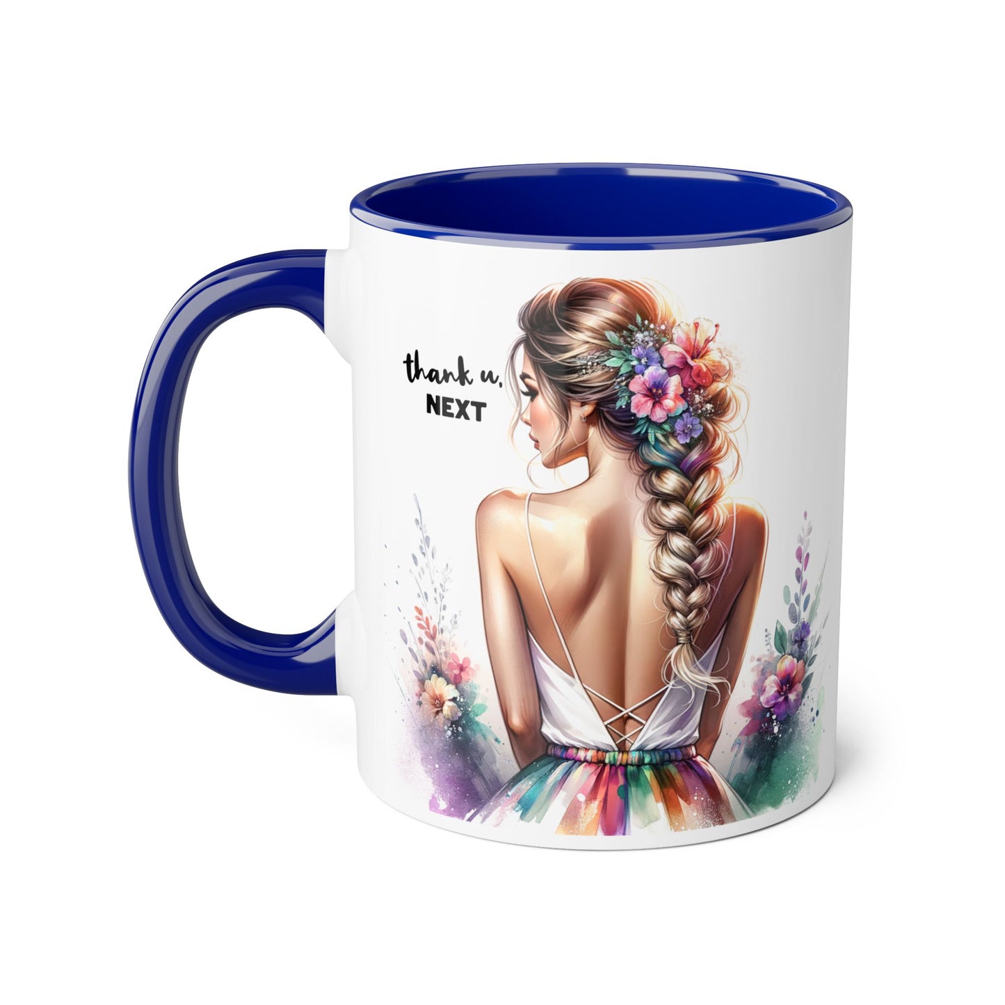 Thank U, Next Colorful Floral Accent Mug, Inspirational Coffee Cup, Gift for Her, Thank You Next Mug, Art Mug, Perfect for Birthdays, Anniversaries