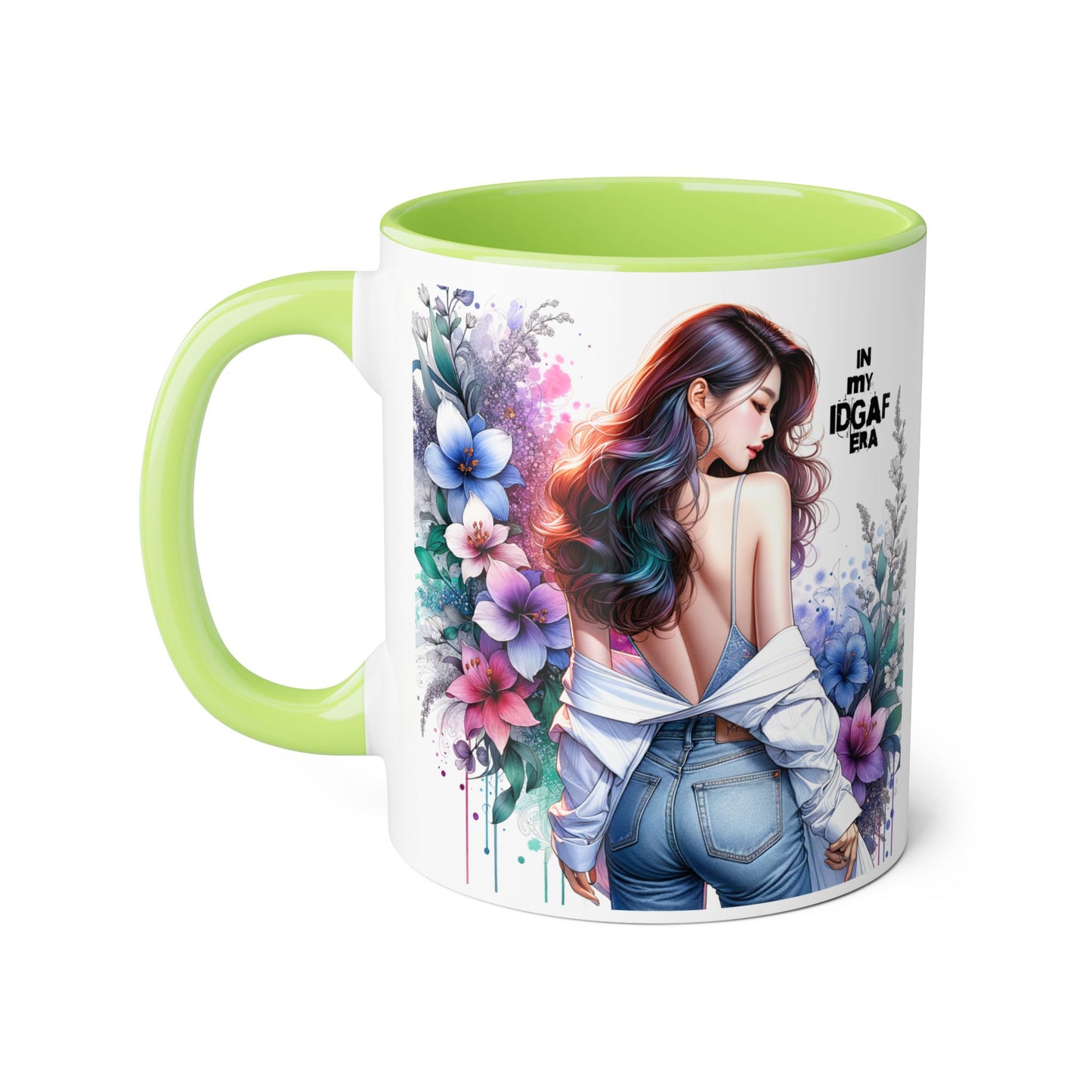 Floral Graphic Accent Mug, Gift for Her, Coffee Tea Mug, Unique Housewarming Present, My IDGAF Era