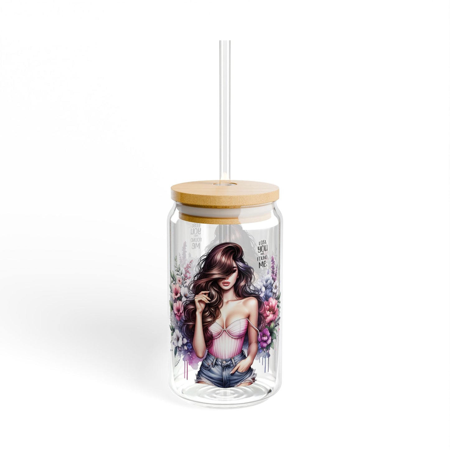 Lost You and Found Me Chic Sipper Glass, 16oz with Floral Design, Reusable Drinkware, Perfect for Eco-Friendly Lifestyle, Gift for Her, Summer Essentials