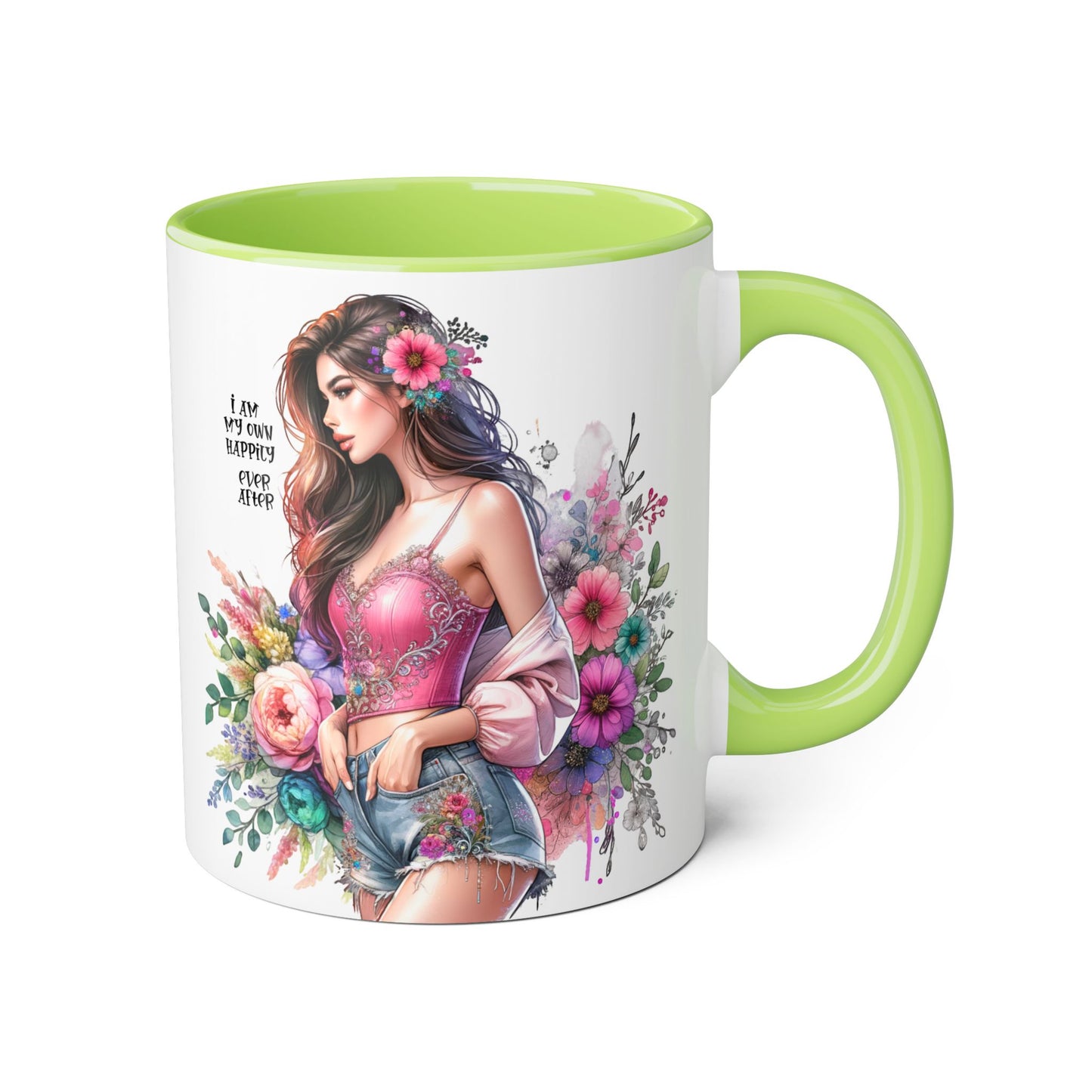 I Am My Own Happily Ever After Empowered Floral Accent Mug - 11oz with Inspirational Quote