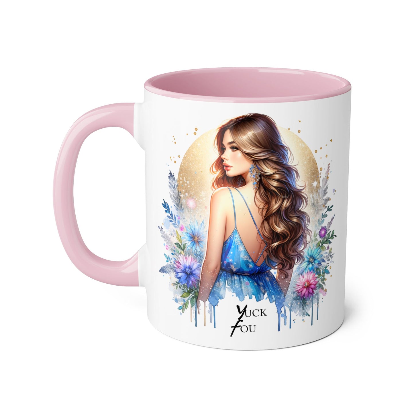 Yuck Fou Floral Accent Mug Collection - Inspirational Coffee Cup for Women, Unique Gift for Friends, Home Decor, Birthday Present, Self-Care Tea Mug