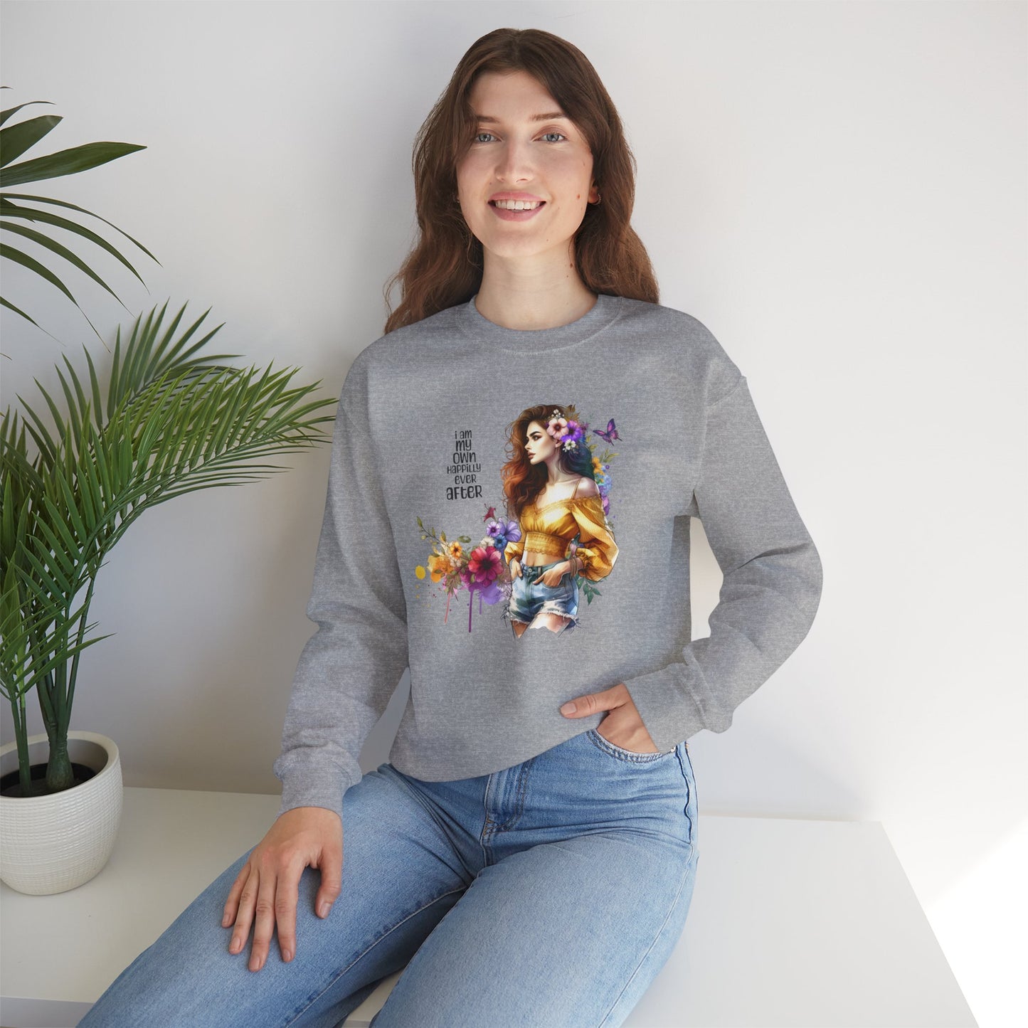 I Am My Own Happily Ever After Artistic Unisex Heavy Blend™ Crewneck Sweatshirt - Perfect Gift for Artists, Creative Souls, Birthdays, Casual Wear, Art Lovers