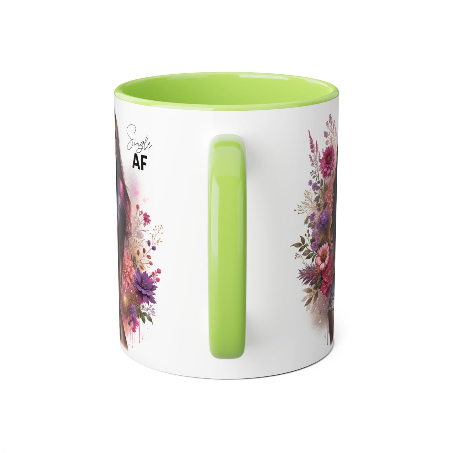 Colorful Floral Single AF Accent Mug, Aesthetic Coffee Cup for Coffee Lovers, Unique Gift for Birthdays, Special Occasions, Art Enthusiasts