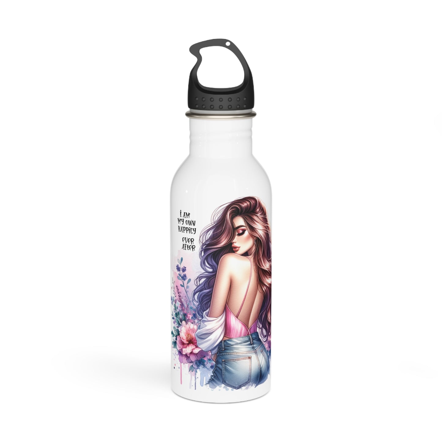 I Am My Own Happily Ever After Floral Stainless Steel Water Bottle - Inspirational Design