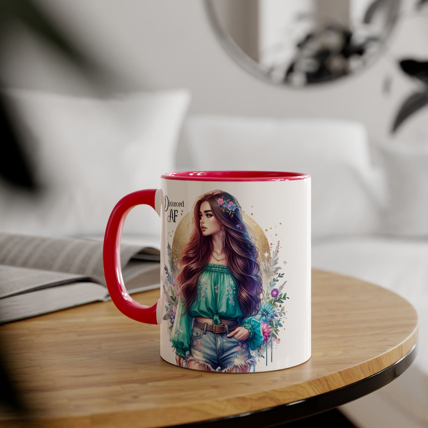 Divorced AF Accent Mug | Inspirational Coffee Cup, Gift for Divorcee, Self-Care, Empowering Drinkware