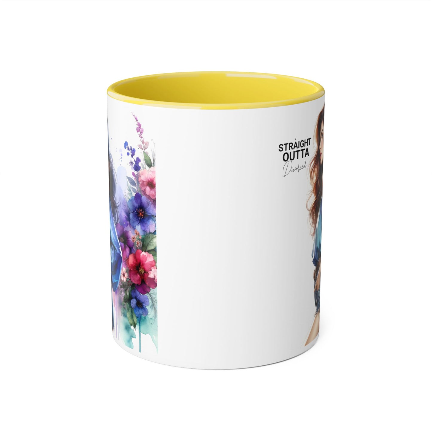 Straight Outta Divorced Humoristic Artistic Accent Mug, Personalized Gift for Coffee Lovers, Floral Design Mug, Straight Outta Mug, Creative Kitchenware, Unique Home Decor