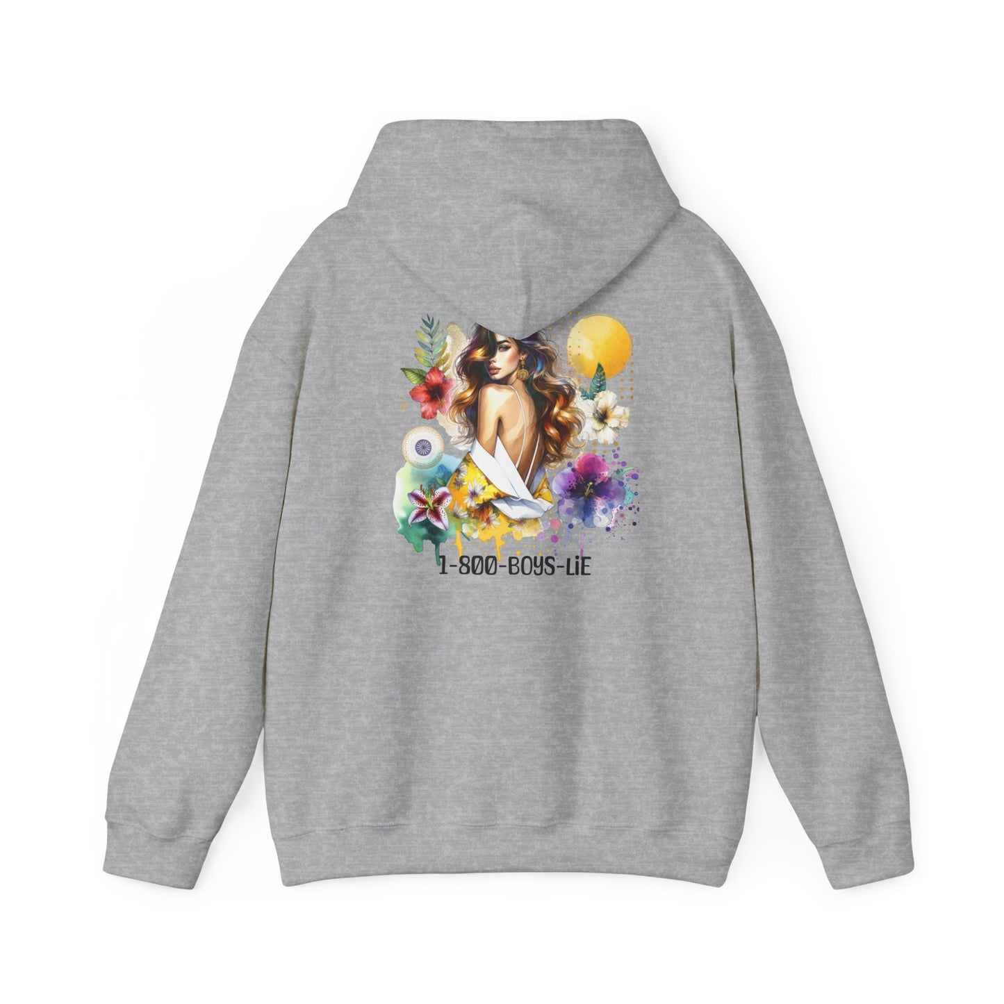 1-800-Boys-Lie Tropical Vibe Hoodie - Unisex Heavy Blend Sweatshirt for Beach Lovers, Summer Style, Gift for Her, Casual Wear, Boho Chic Fashion