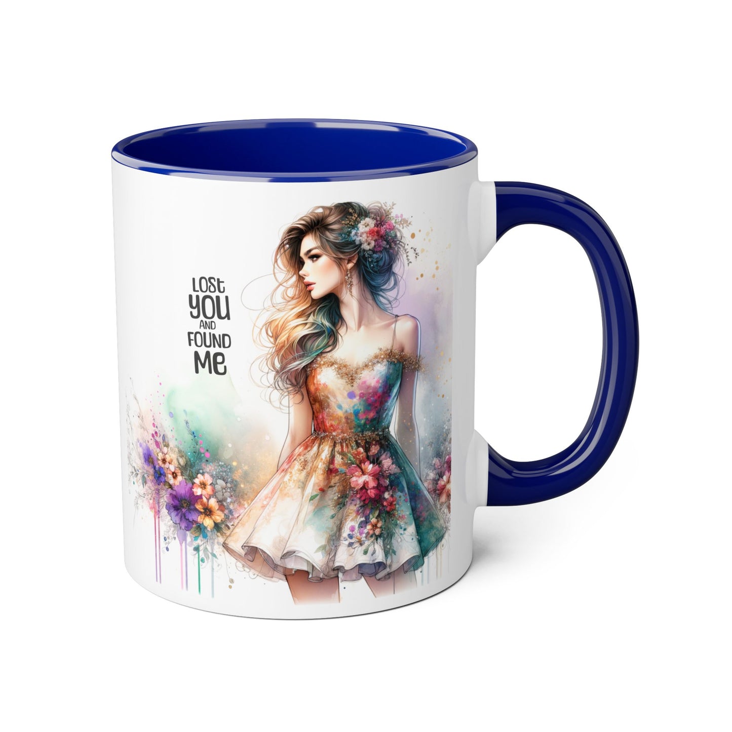 Lost You and Found Me Elegant Floral Accent Mug - Lost You Found Me, Coffee Lover Gift, Unique Drinkware, Artistic Home Decor, Empowering Message Mug