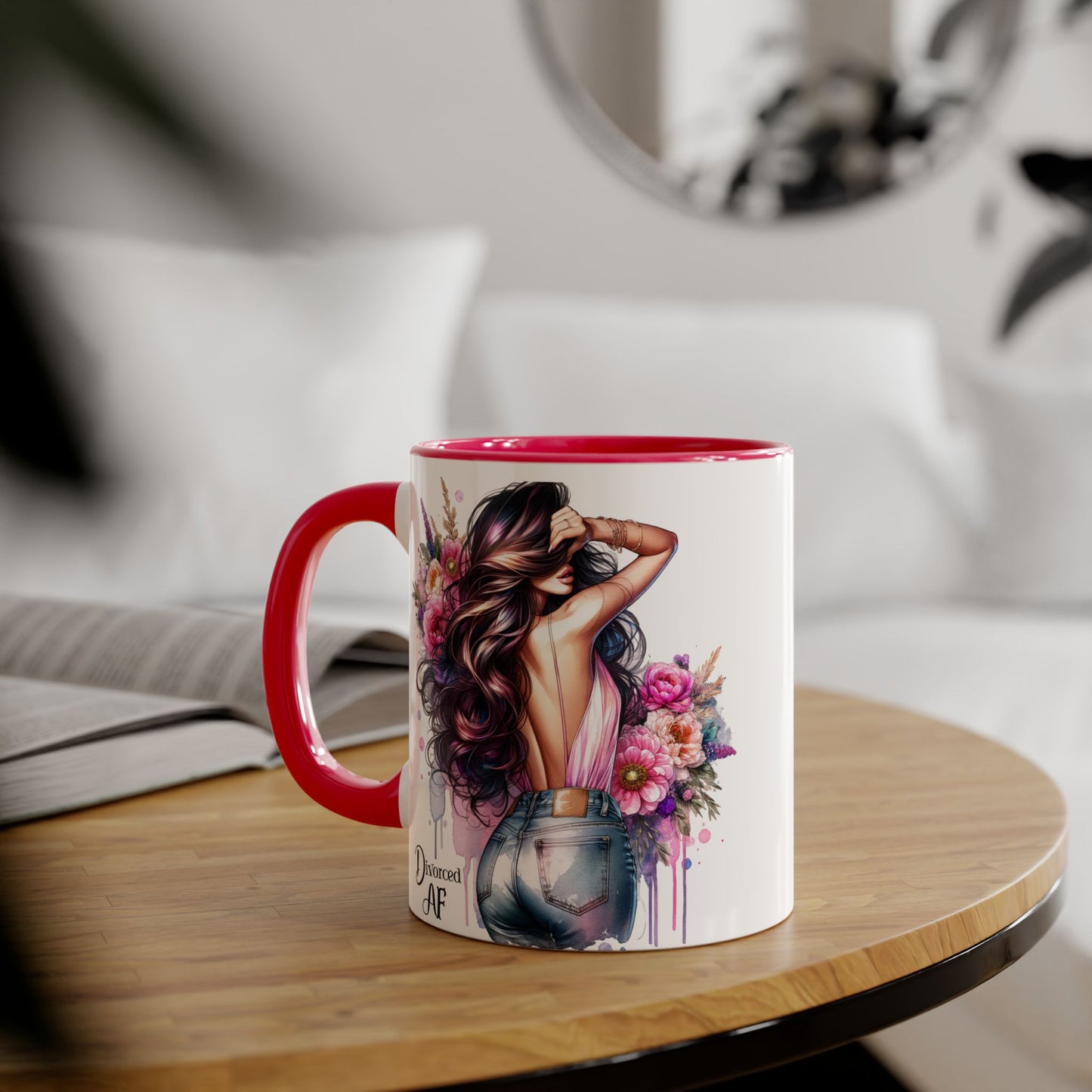 Stylish Coffee Mug, Floral Mug, Gift for Her, Divorce Mug, Affirmation Mug, Inspirational Drinkware
