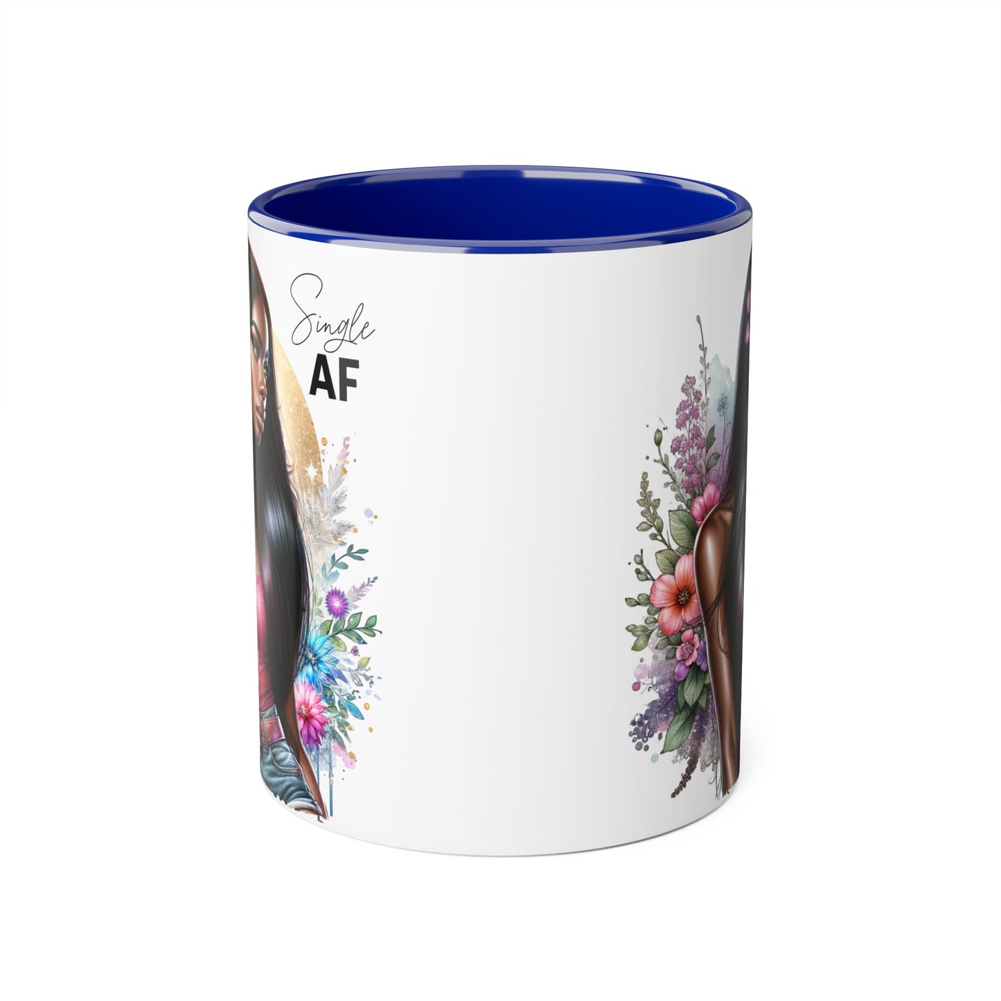 Single AF Stylish Accent Mug, Beautiful Coffee Cup, Unique Gift for Her, Trendy Drinkware, Floral Design Mug, Inspirational Sip