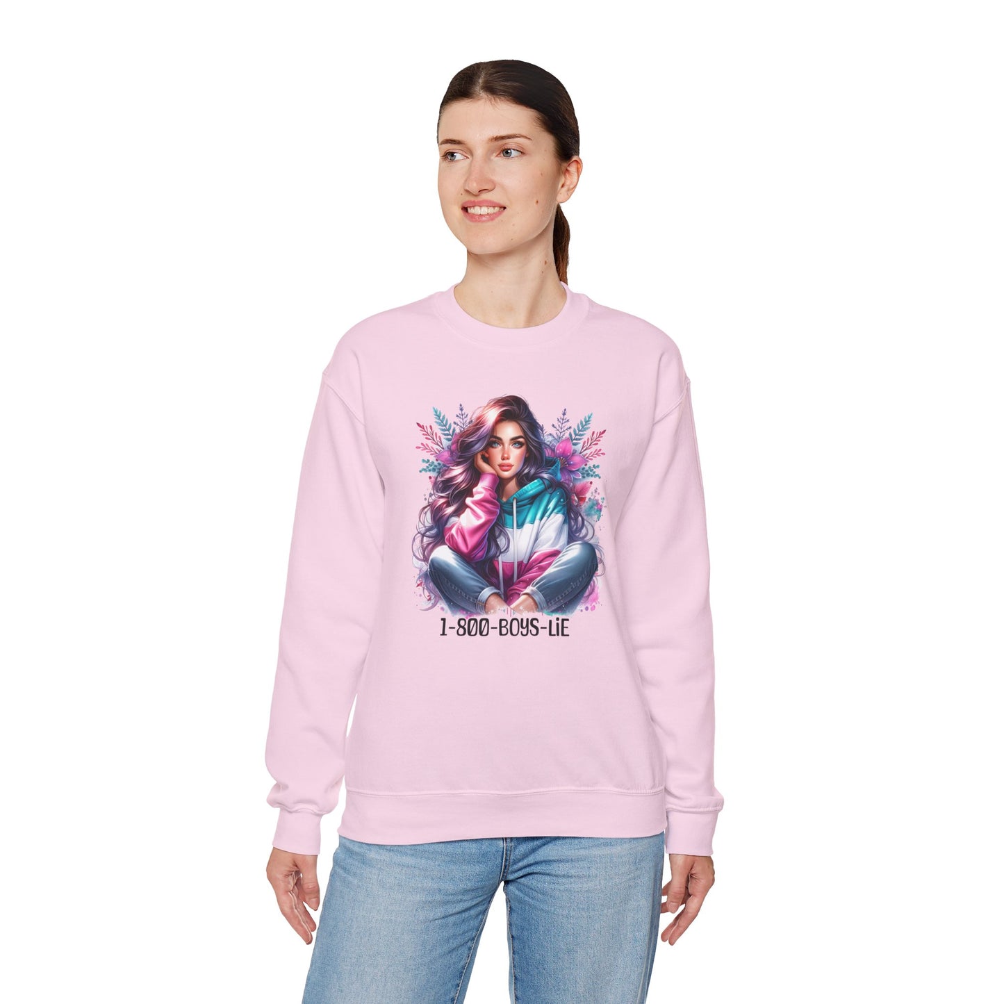 Chic Graphic Crewneck Sweatshirt - 1-800-BOYS-LIE, Cozy Sweatshirt, Fashion Sweatshirt, Casual Wear, Unique Gift, Trendy Outfit