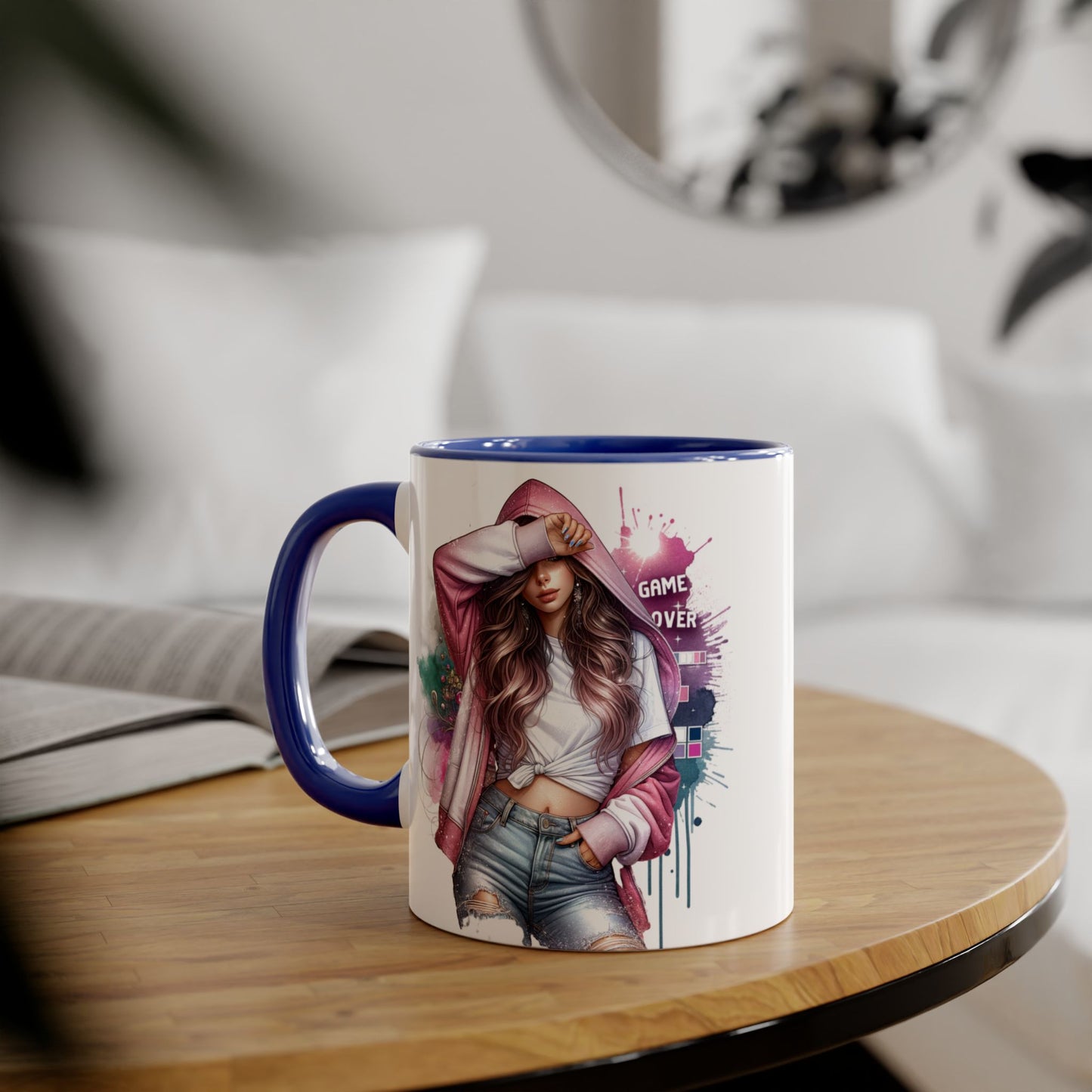 Chic Game Over Accent Mug - Stylish Coffee Cup for Gamers, Perfect Gift for Birthdays, Holidays, and Everyday Use