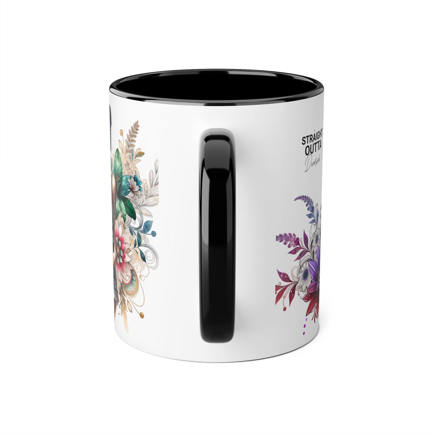 Straight Outta Divorced Humoristic Vibrant Accent Mugs, 11oz - Perfect for Gifts, Home Decor, Coffee Lovers, Birthdays, and Celebrations