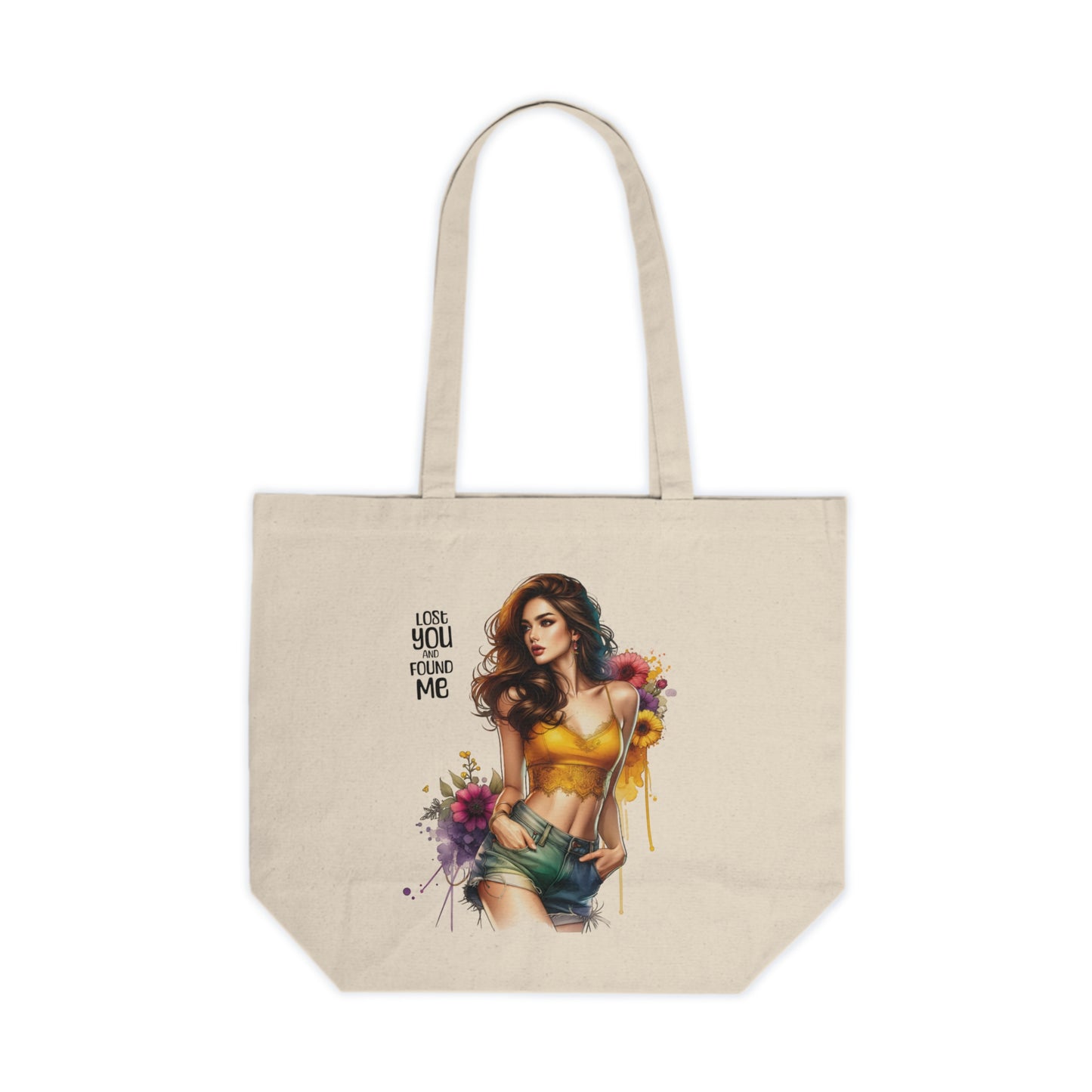 Lost You and Found Me Floral Art Canvas Tote Bag for Shopping, Love You Beyond Me, Eco-Friendly Grocery Tote, Stylish Beach Bag, Woman's Gift
