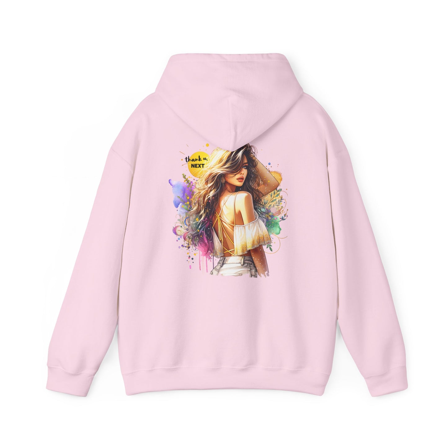 Thank U, Next Vibrant Art Hoodie - Stylish Unisex Sweatshirt with Colorful Design, Casual Wear, Gift Idea for Festivals, Cozy Layering