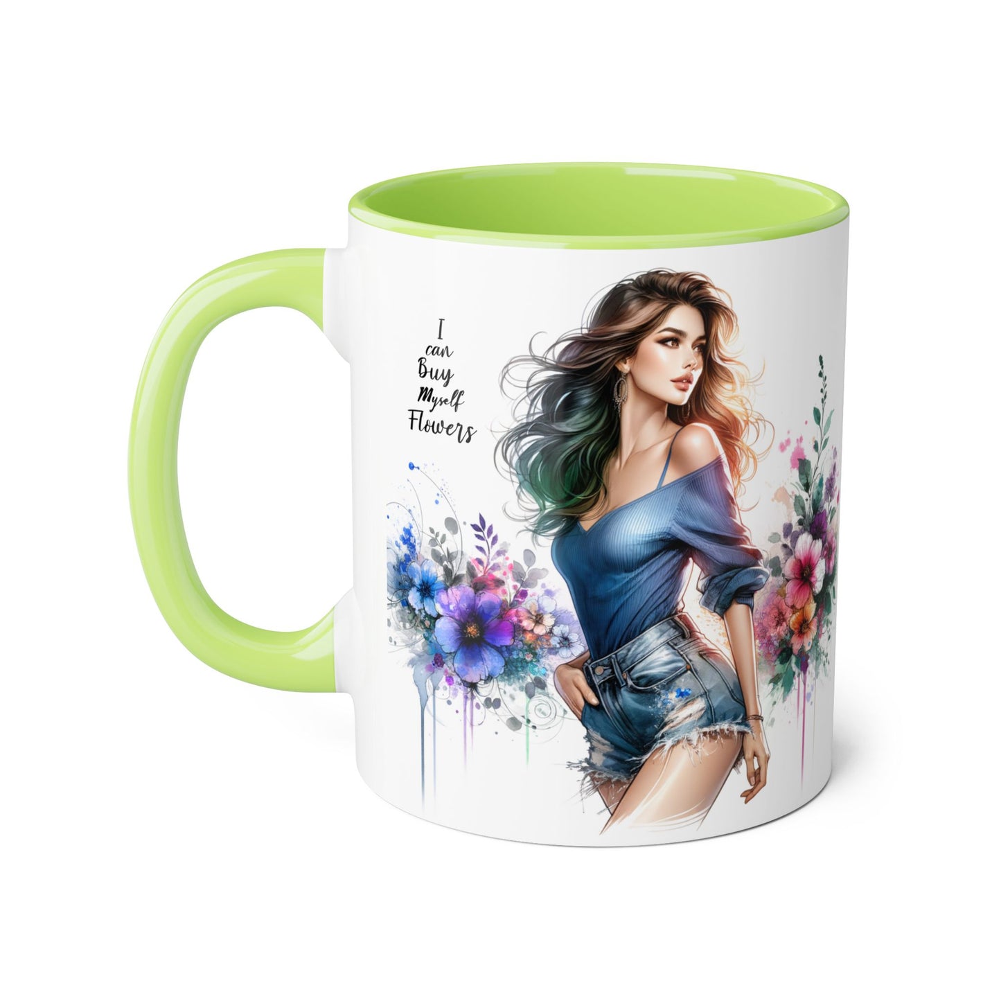I Can Buy Myself Flowers Floral Twist Coffee Mug, Art Mug, Gift for Her, Creative Home Decor, Birthday Mug, Inspirational Drinkware, Busy with Flowers
