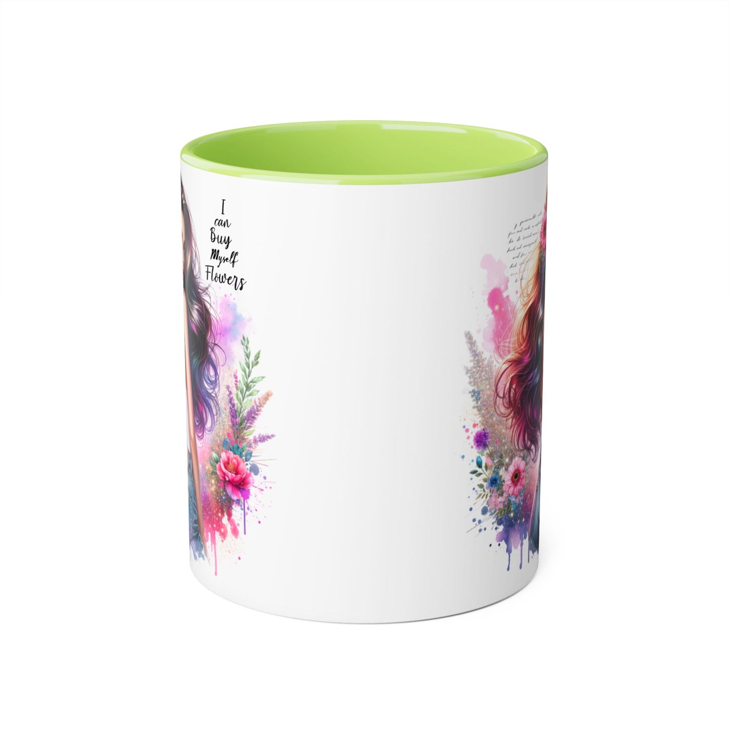 I Can Buy Myself Flowers Floral Art Coffee Mug, Botanical Gift for Her, Colorful Mug for Tea, Art Lover Present, Inspirational Quote Cup