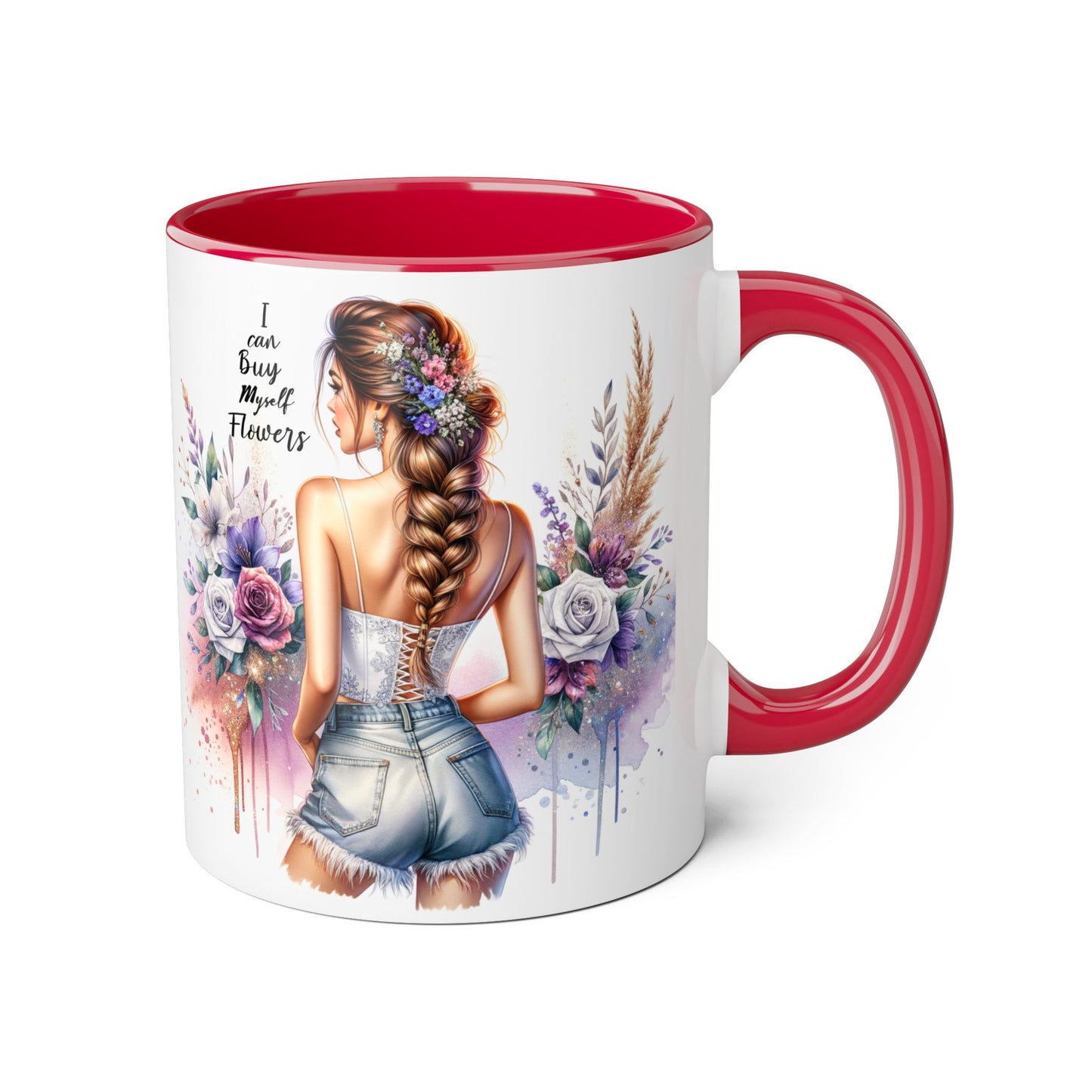 I Can Buy Myself Flowers Floral-Inspired Accent Mug, Boho Coffee Cup, Gift for Flower Lovers, Artful Drinkware for Special Occasions, Women's Inspirational Mug