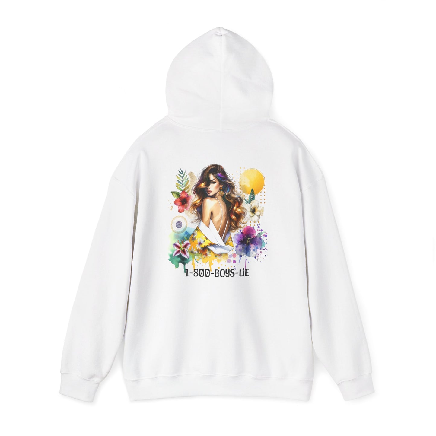 1-800-Boys-Lie Tropical Vibe Hoodie - Unisex Heavy Blend Sweatshirt for Beach Lovers, Summer Style, Gift for Her, Casual Wear, Boho Chic Fashion